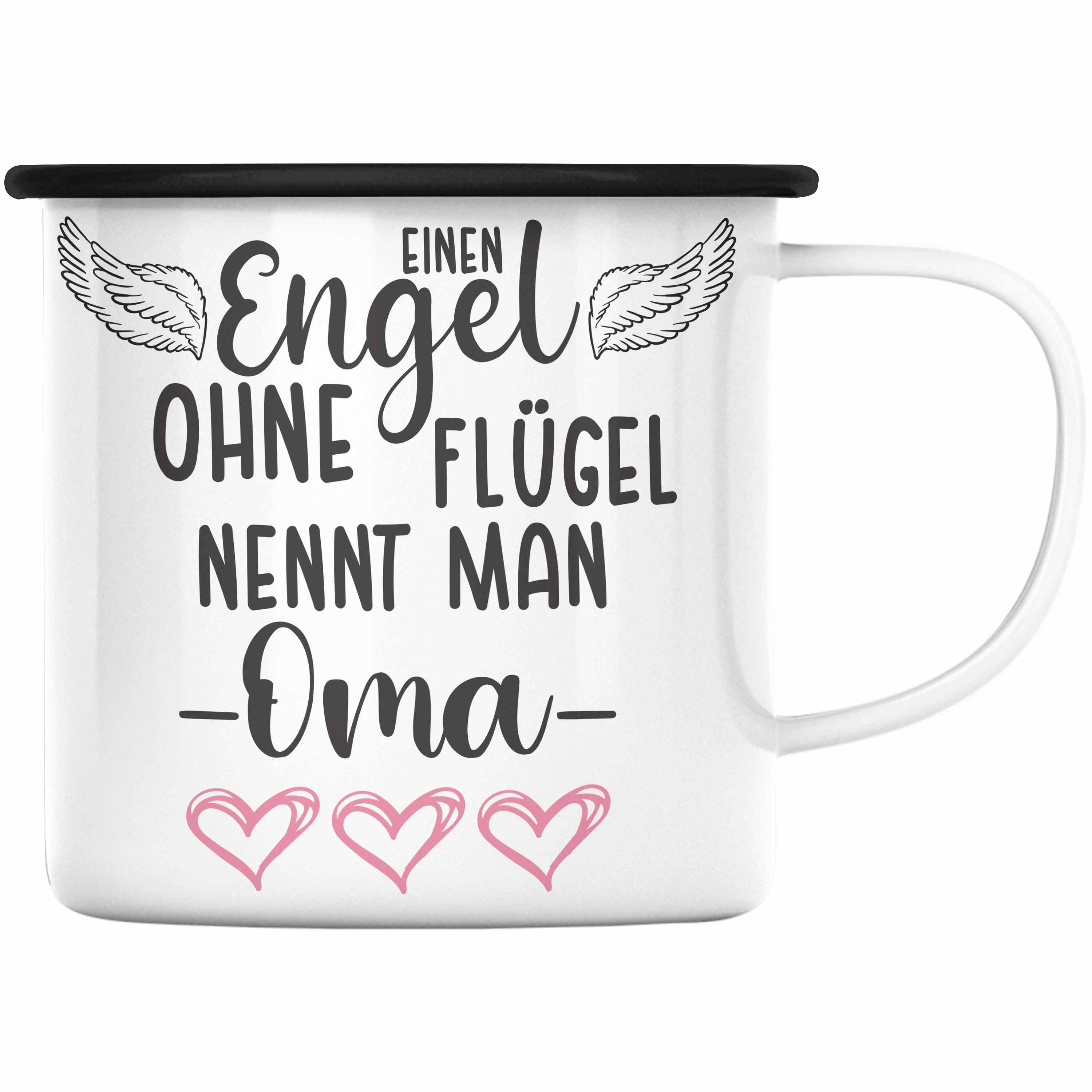 Einen Muttertag Spruch Nennt Geschenk Tasse Großmutter Thermotasse Trendation Emaille - Oma Ohne Trendation Schwarz Engel Man Flügel