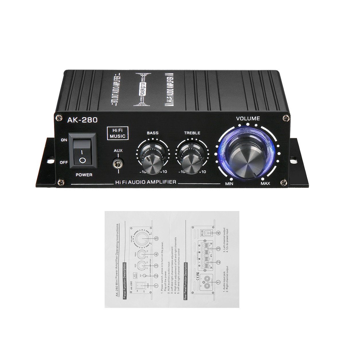 Insma Audioverstärker Verstärker (2 Audio Auto Kanal Stereo Lautsprechersystem) Mini