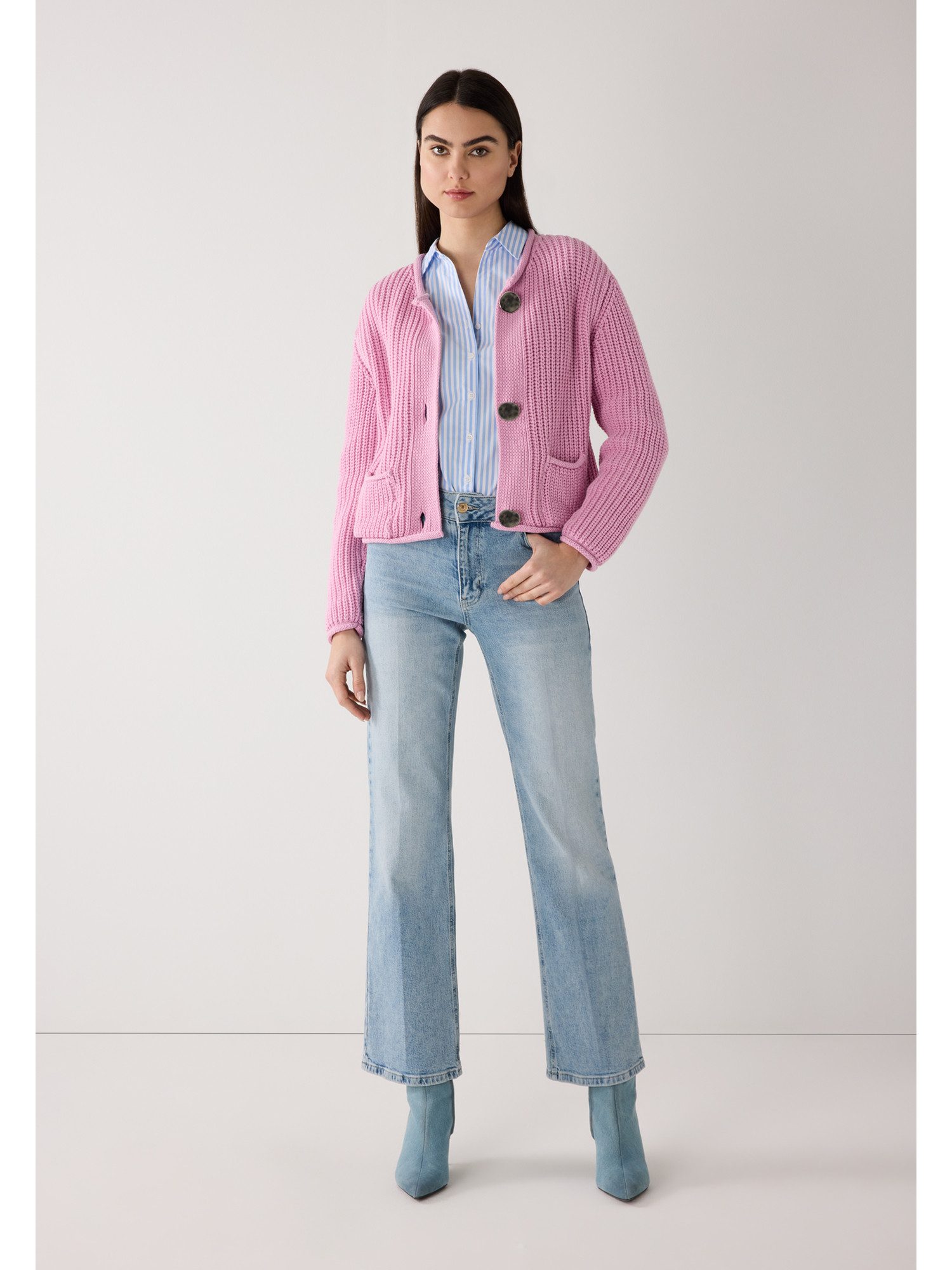 MORE&MORE Klassische Bluse gestreifte Hemdbluse