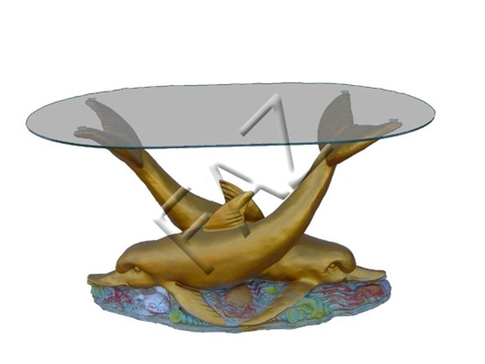 JVmoebel Couchtisch Glastisch Tische Tisch Statue Figur Tisch Beistell Wohnzimmer Delfin