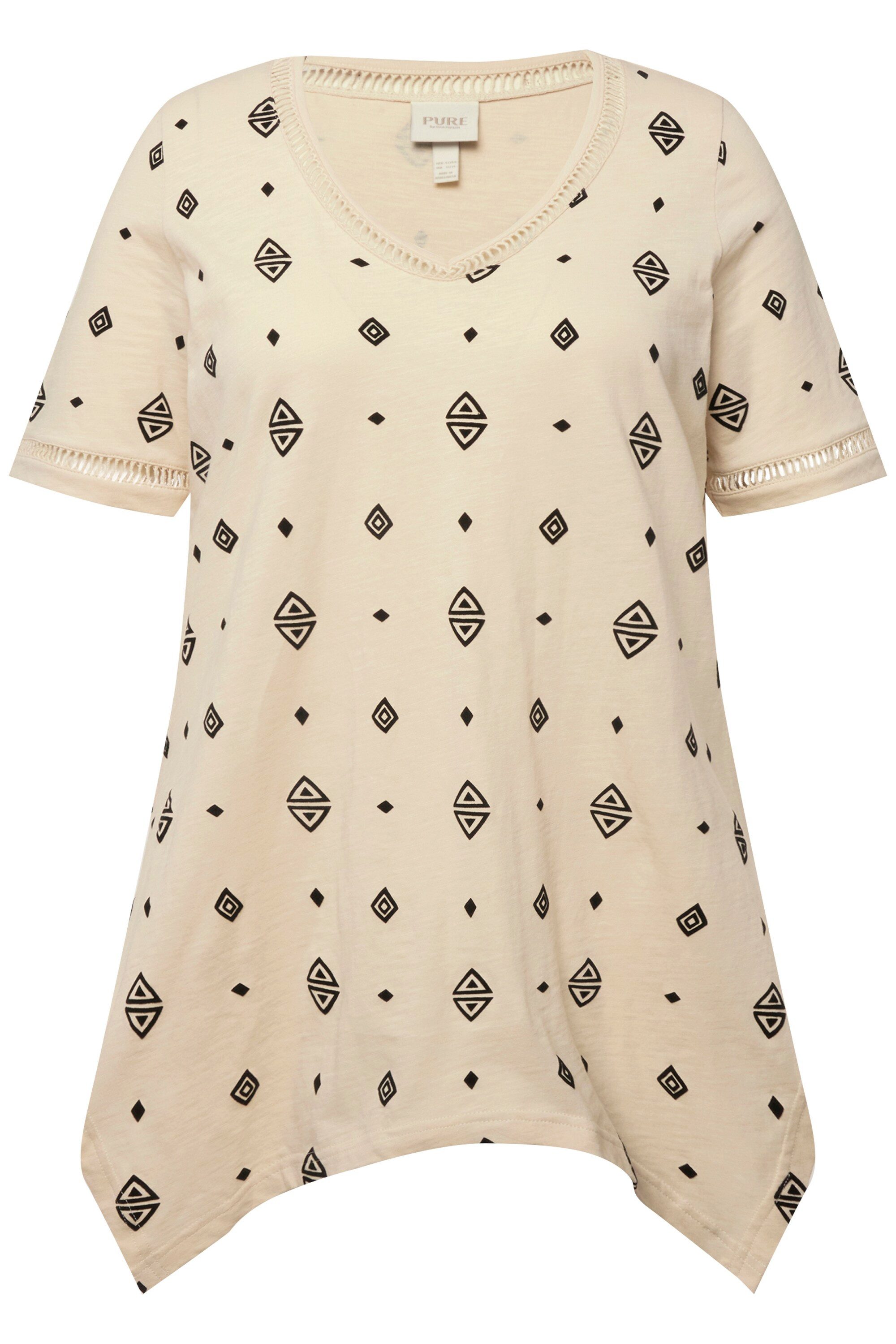 Ulla Popken Longshirt T-Shirt Rhomben V-Ausschnitt günstig online kaufen