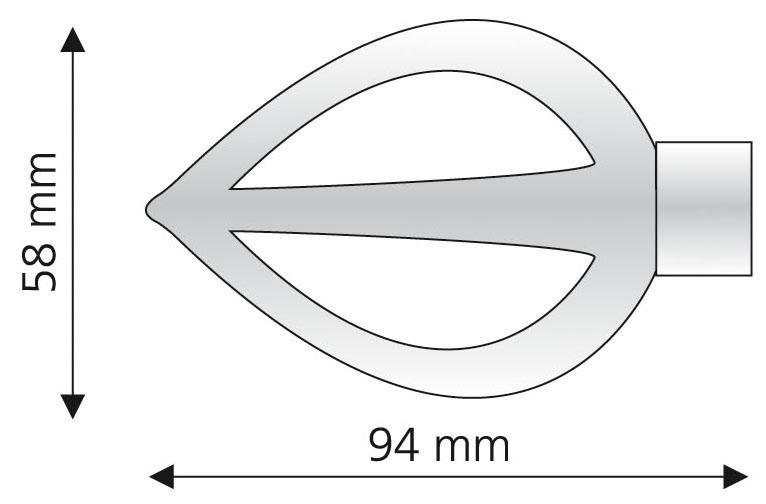 Gardinenstangen-Endstück Flamme, Liedeco, Gardinen, (Set, mm Gardinenstangen für Ø 16 2-St), chromfarben/matt