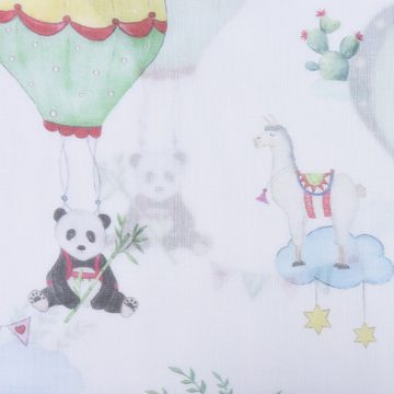 Stoff Gardinenstoff Kinderzimmerstoff halb-transparent Lamarama Lamas, Panda