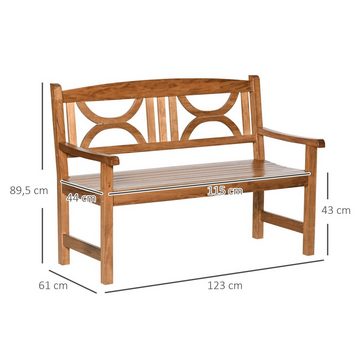 Outsunny Bank Sitzbank aus Holz bis 250 kg mit Rückenlehnen Gartenmöbel (Parkbank, 1-St., Gartenbank), Pappelholz Natur 123 x 61 x 89,5 cm