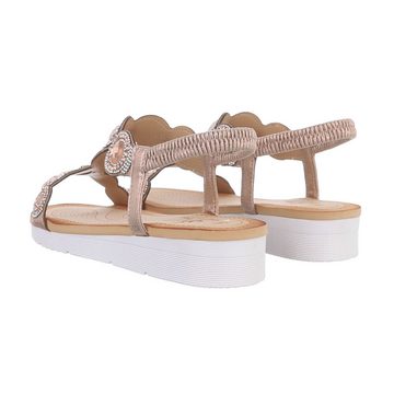 Ital-Design Damen Freizeit Riemchensandalette (85960146) Keilabsatz/Wedge Keilsandaletten in Champagner