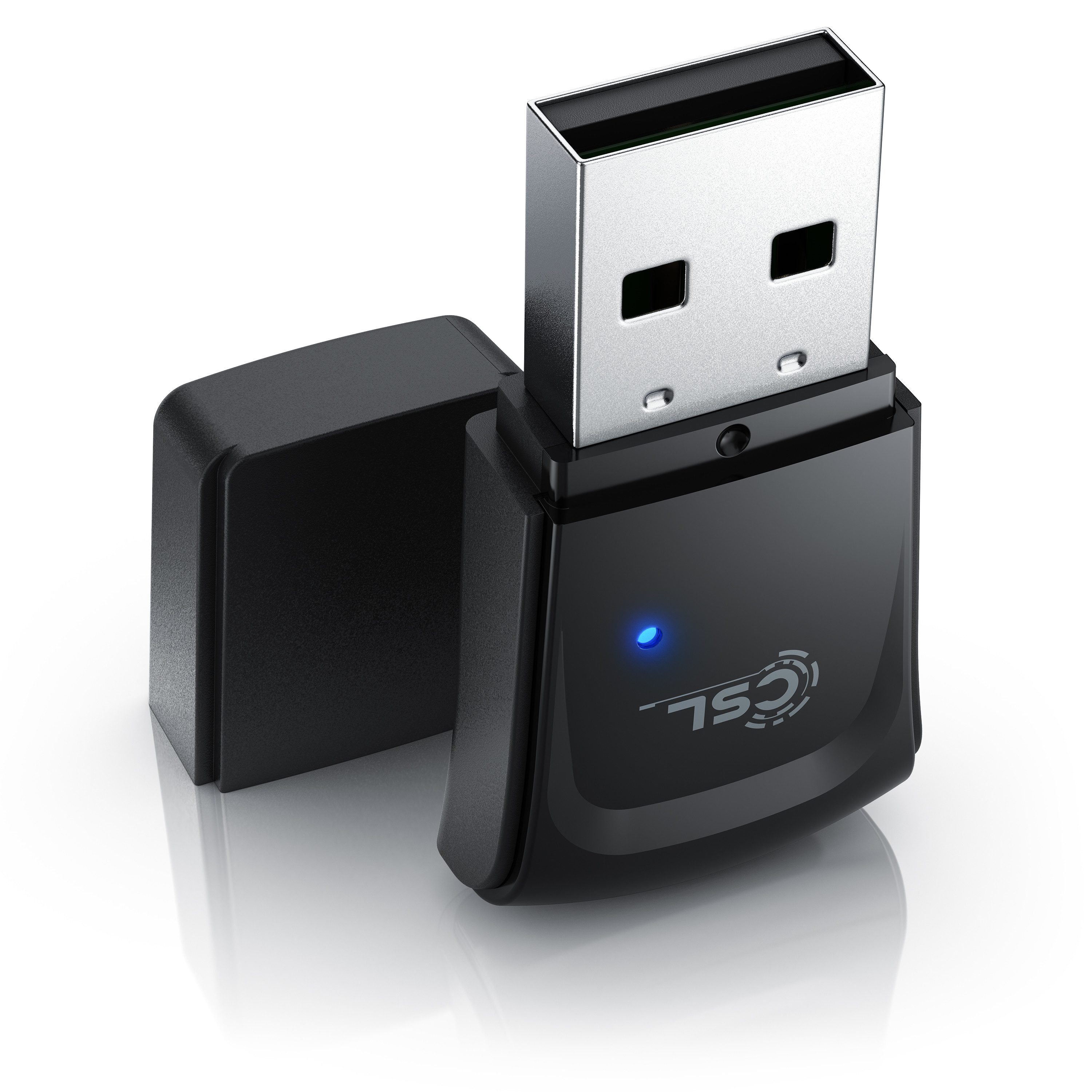 CSL WLAN-Dongle WLAN-Adapter 300 Mbit/s mit 18-dBm-Verstärkung, 2,4 GHz, 300 Mbit/s USB Stick WiFi Adapter 2,4 Ghz 2T2R, Verstärkung 18 dBm