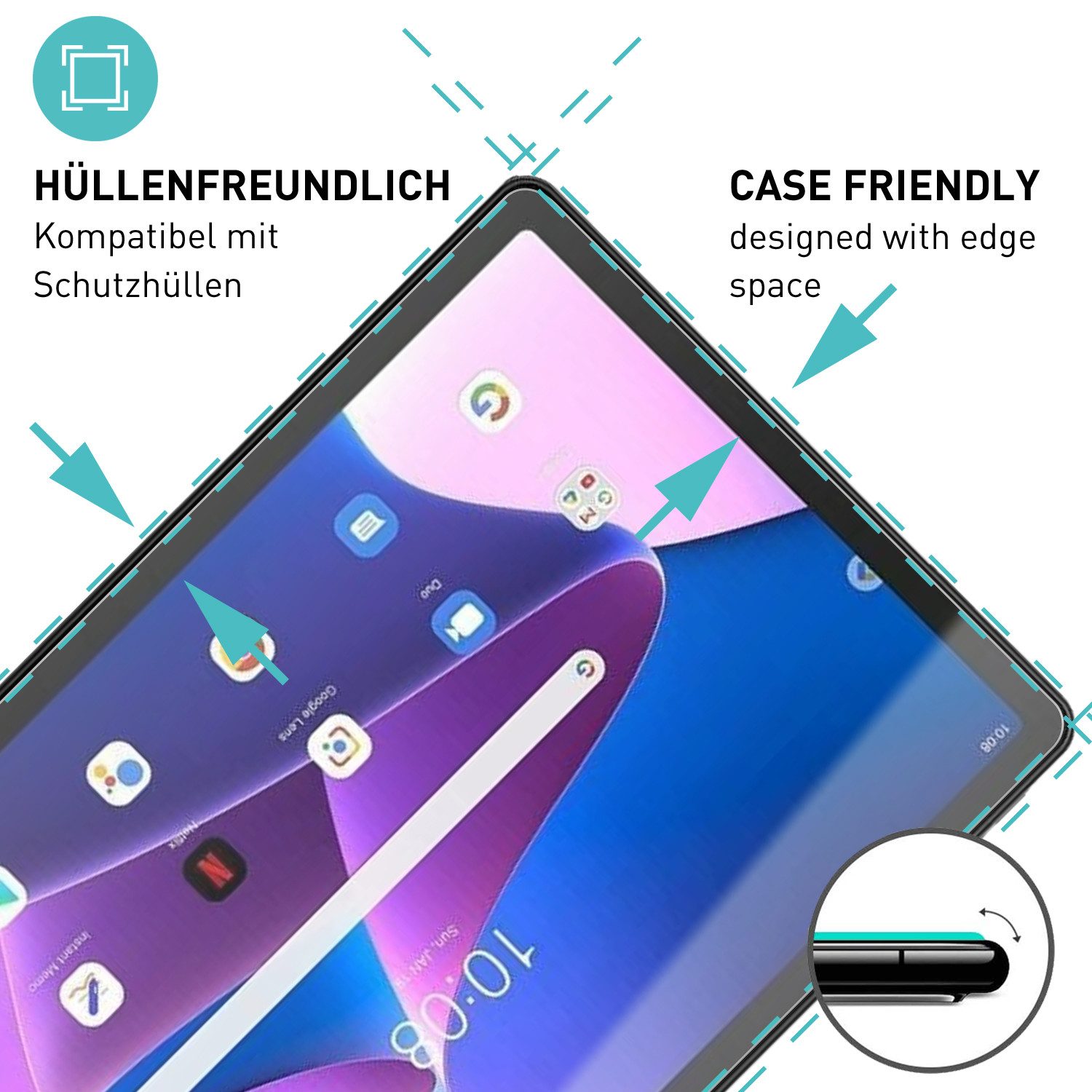 smartect Displayschutzglas Schutzglas Panzerfolie Klar für Lenovo Tab M10 Plus (3rd Gen) 10.6", Set, 2 Stück, Schutzfolie Glasschutz