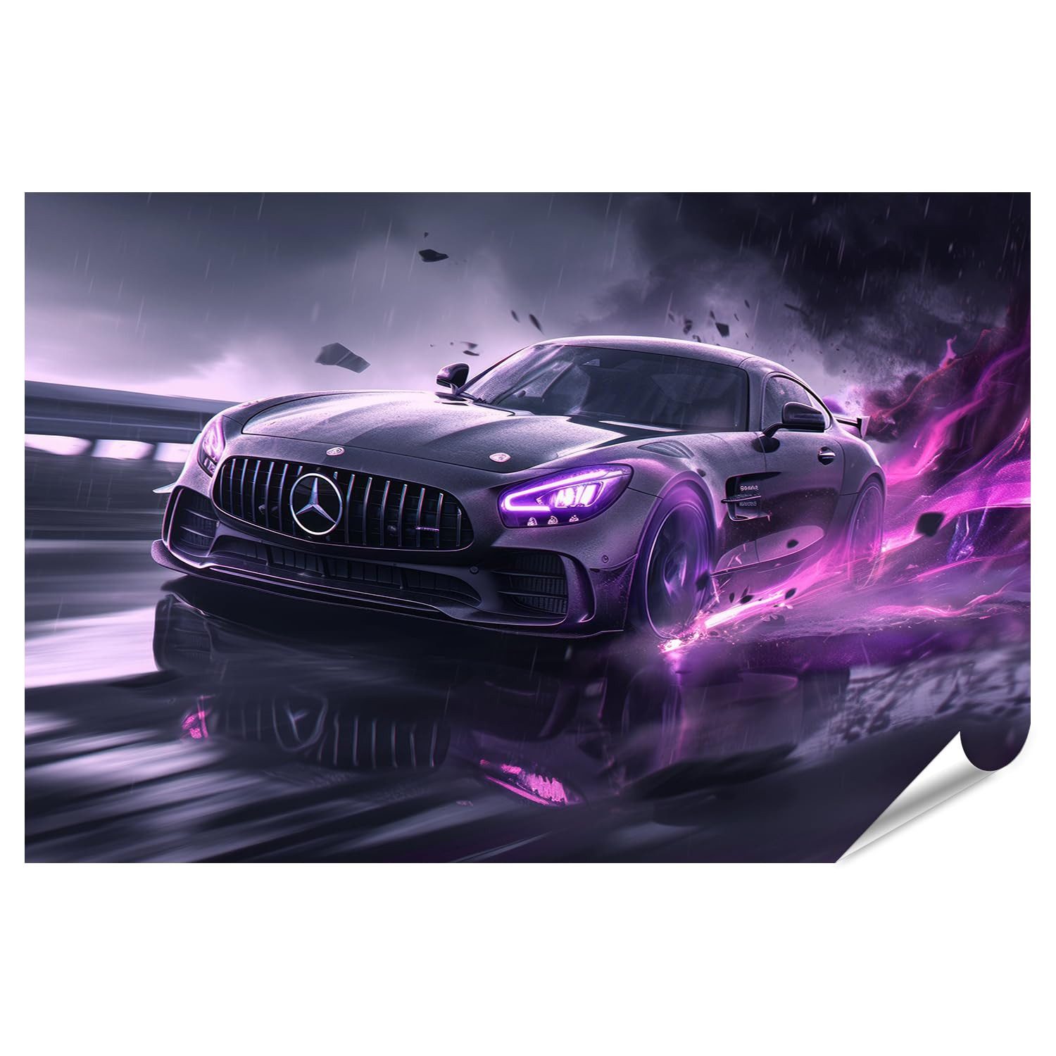 islandburner Poster im lila Sturmlicht für Wohnzimmer Automobil-Enthusiasten Autohaus