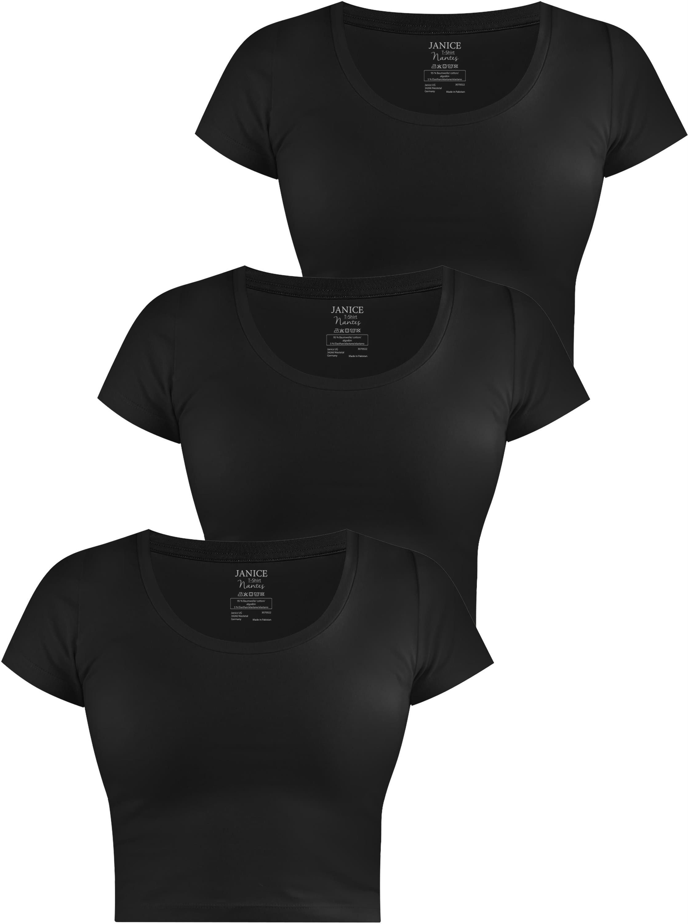 Janice Kurzarmshirt 3 x Damen crop günstig online kaufen