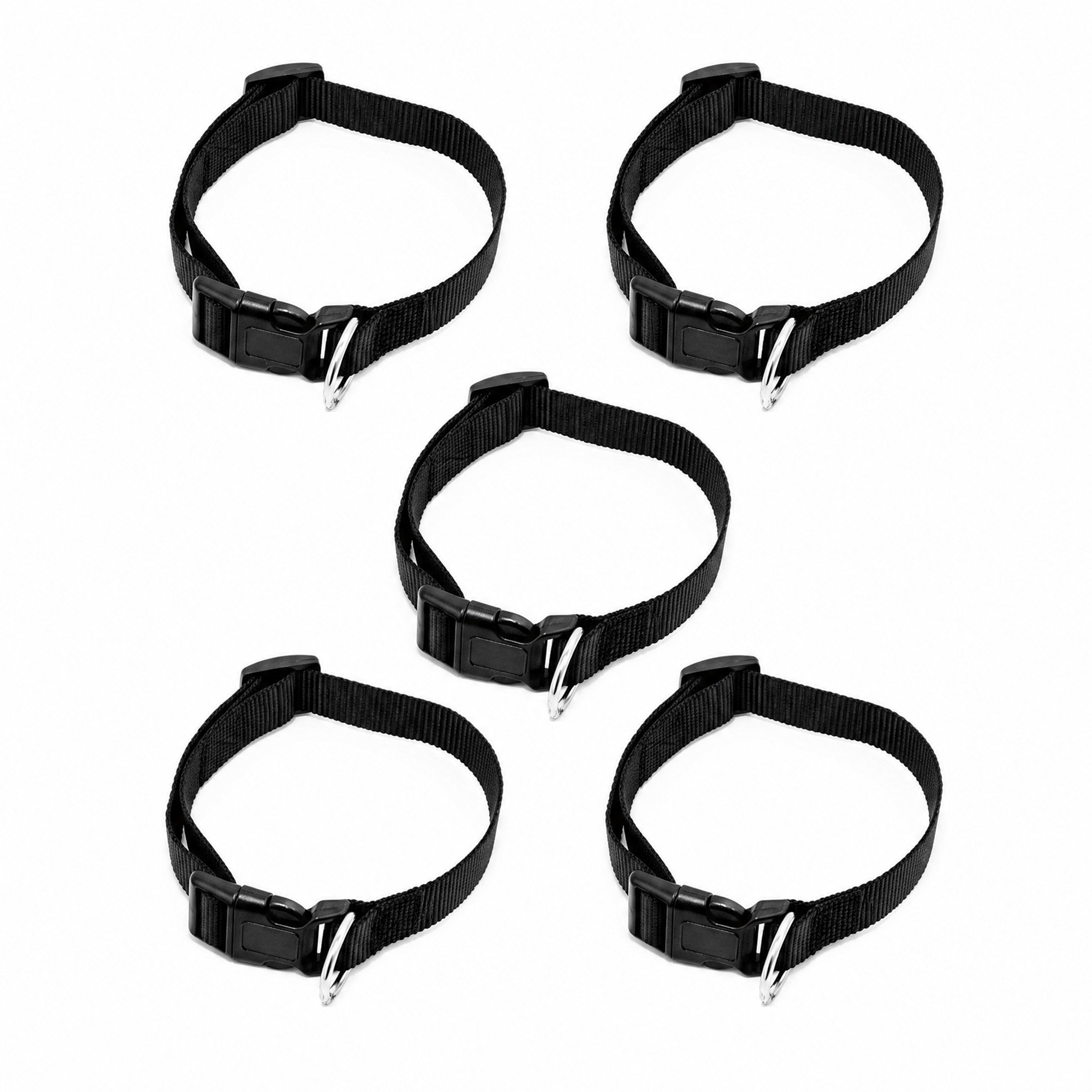Lantelme Hundeleine Hundehalsband 5er Set Schwarz, Nylon (5-tlg., 5 Stück), 28–47 cm, Nylon, Kunstleder-Innenseite, D-Ring