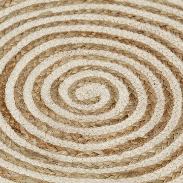 Teppich Handgefertigt Jute mit Spiralen-Design Weiß 150 cm, furnicato, Runde
