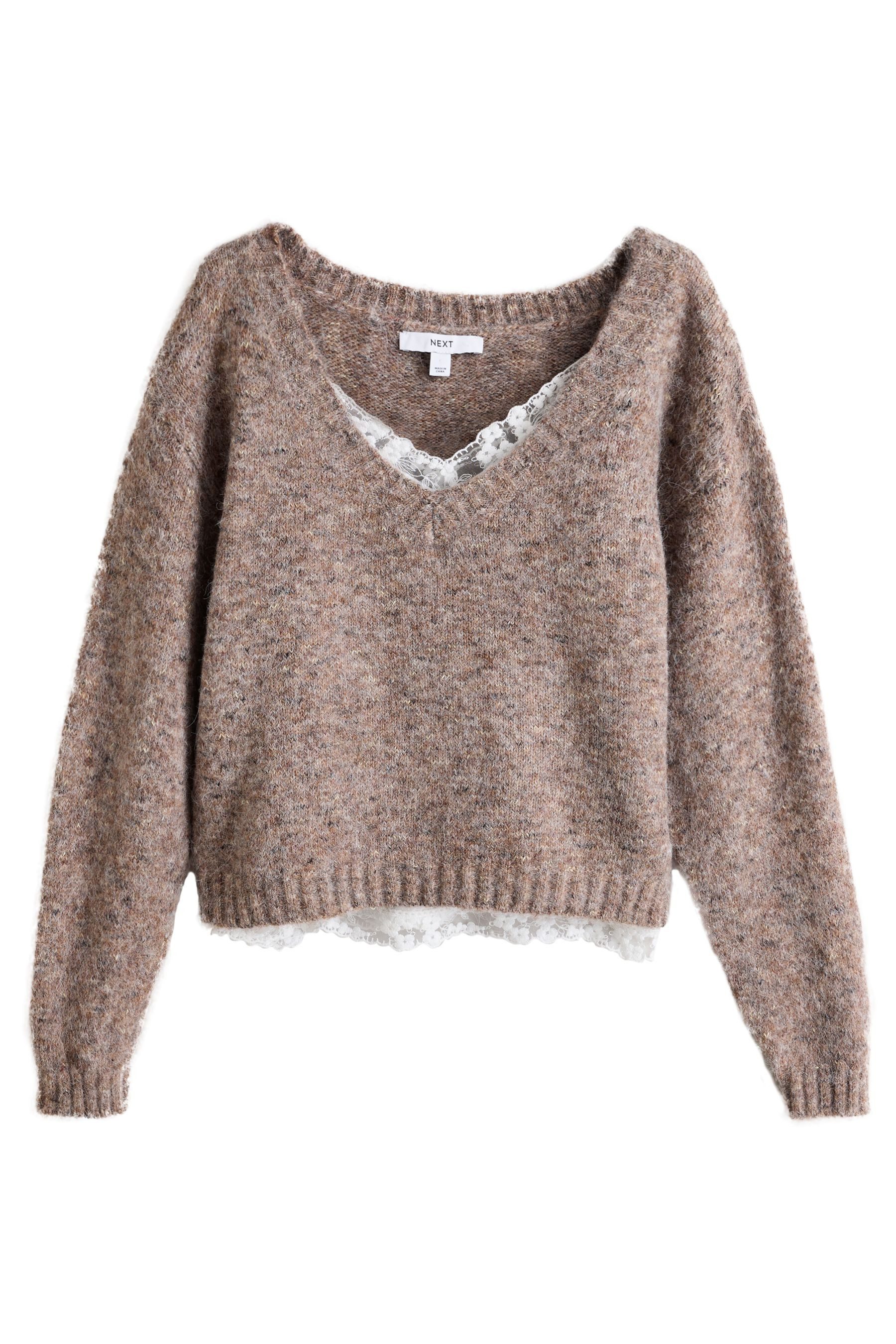 Next Strickpullover Pullover und Trägertop im Lagenlook mit Spitze (2-tlg)