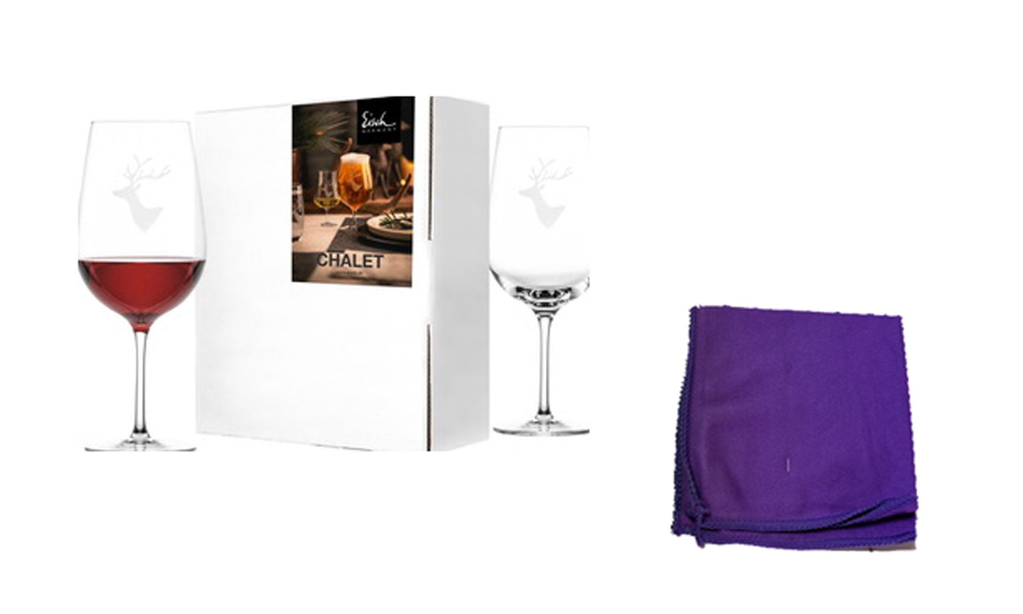 Steinnacher Bärbel Weißweinglas Geschenkset Weißweinglas Chalet Eisch 2er Set mit Poliertuch