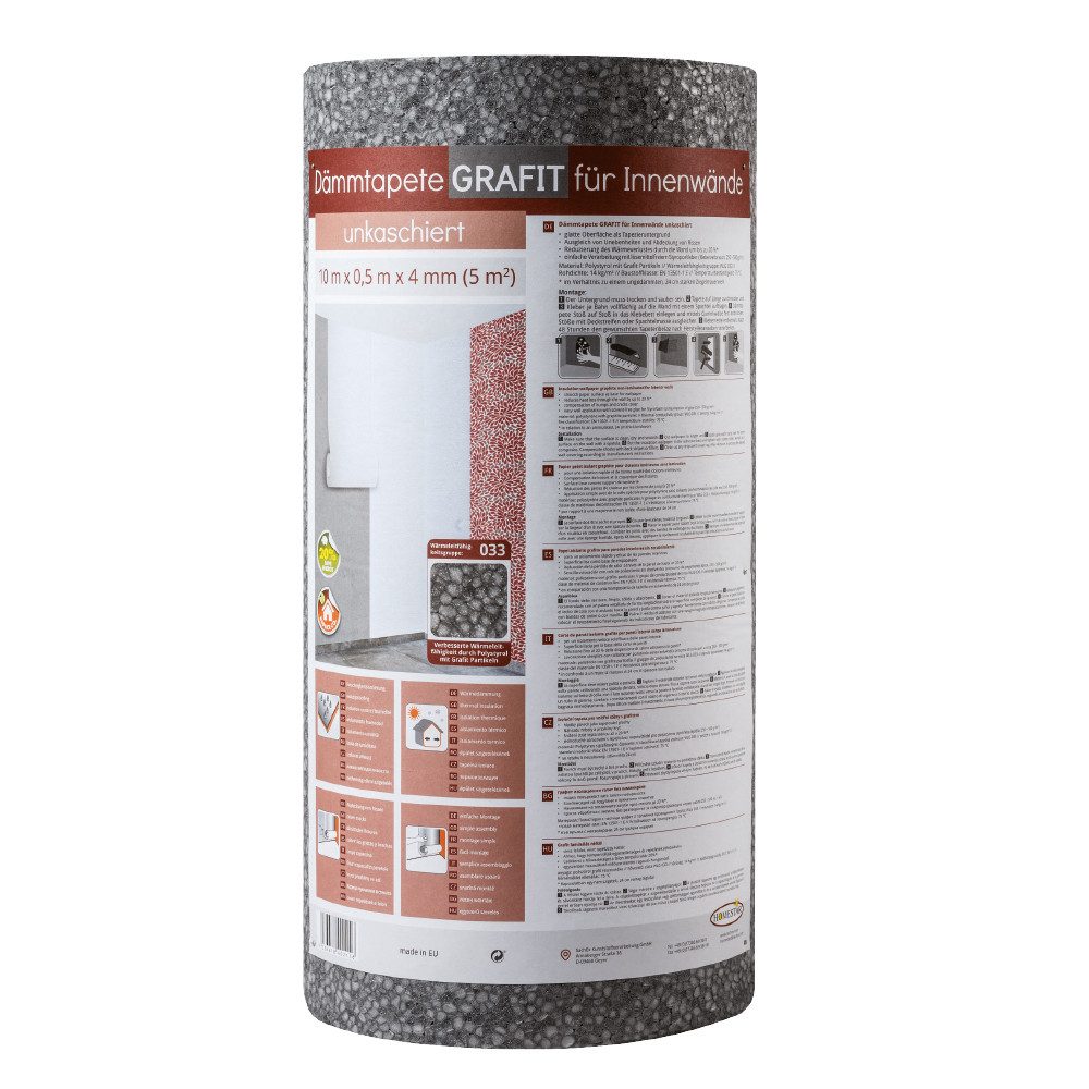 Homestar Dämmunterlage Dämmtapete Grafit unkaschiert, Reduzierung des Wärmeverlustes durch die Wand um bis zu 20 %