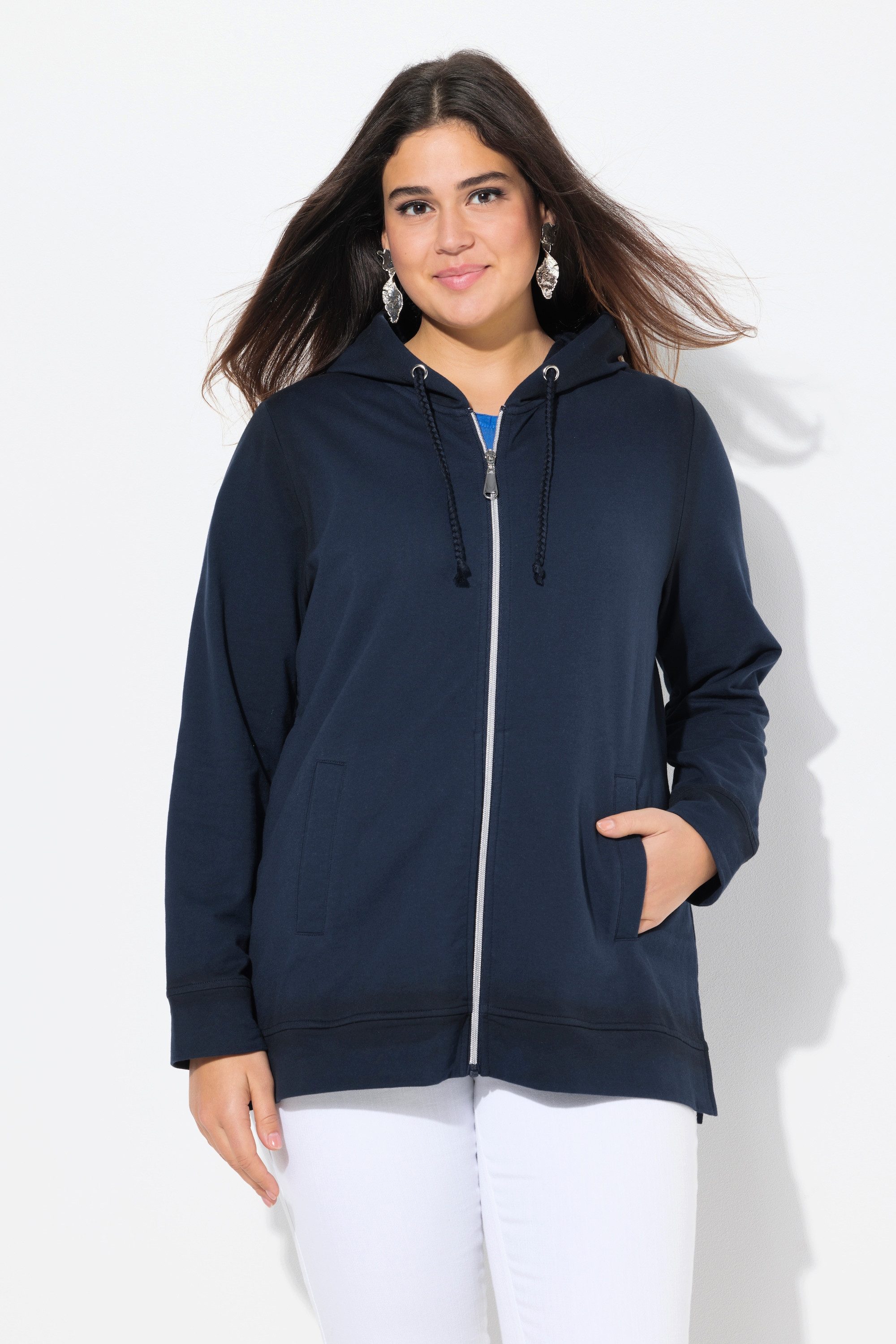 Ulla Popken Sweatjacke Hoodiejacke Spray-Effekt Kapuze günstig online kaufen