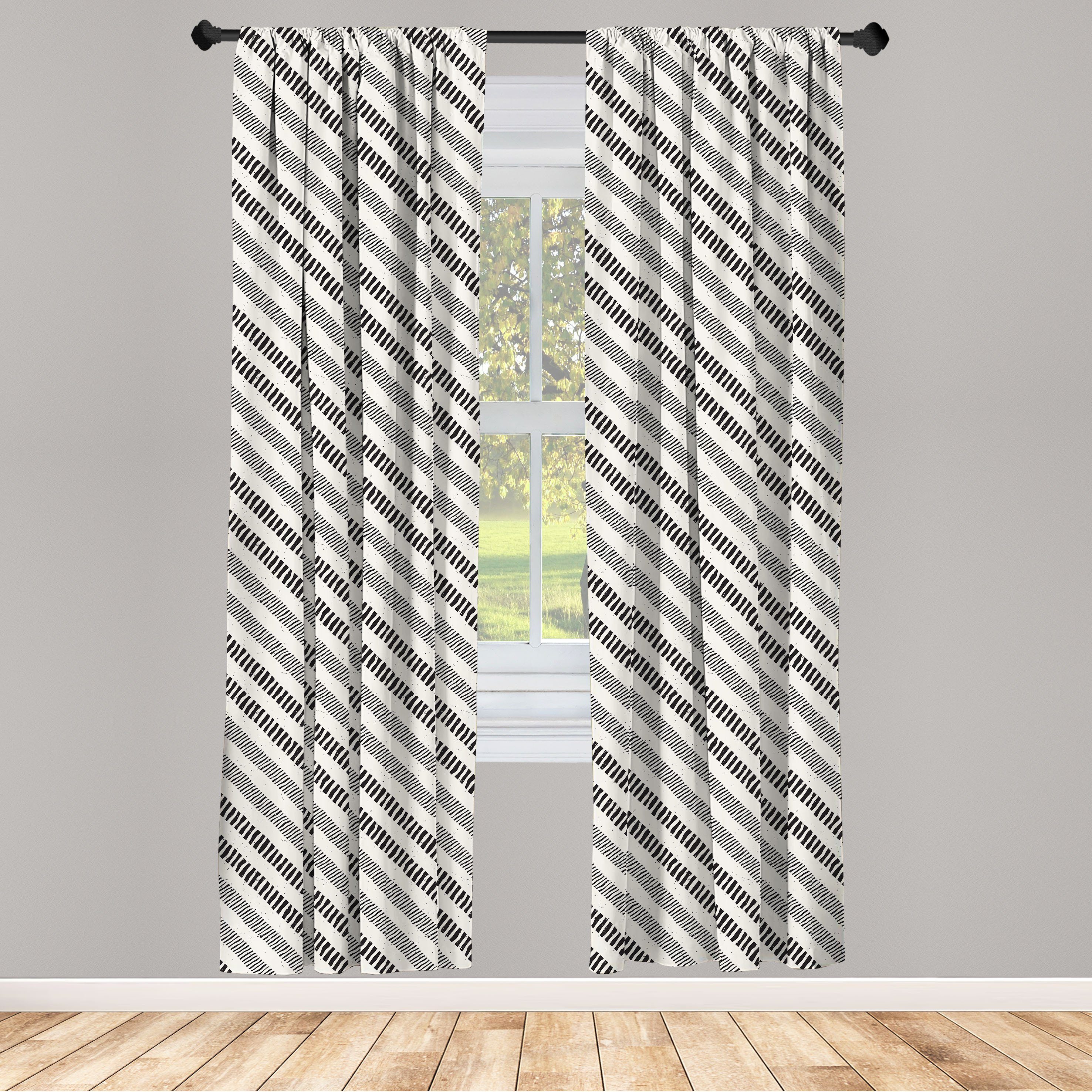 Gardine Vorhang für Wohnzimmer Schlafzimmer Geometrisch Abakuhaus, Diagonal Dekor, Linie Microfaser, Zusammensetzung