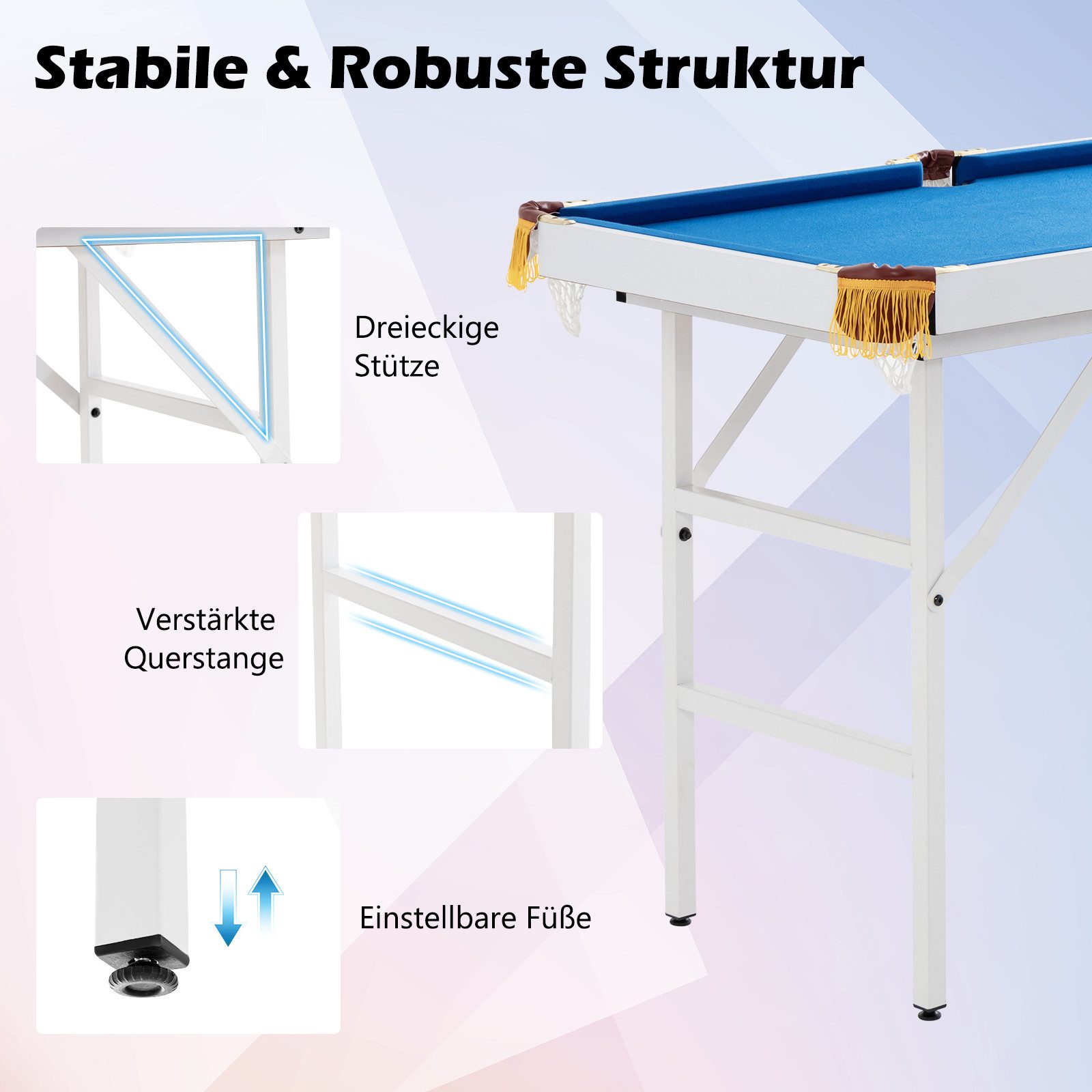 COSTWAY Billardtisch, 122cm klappbar Spieltisch mit 2 Queue, Kugelset