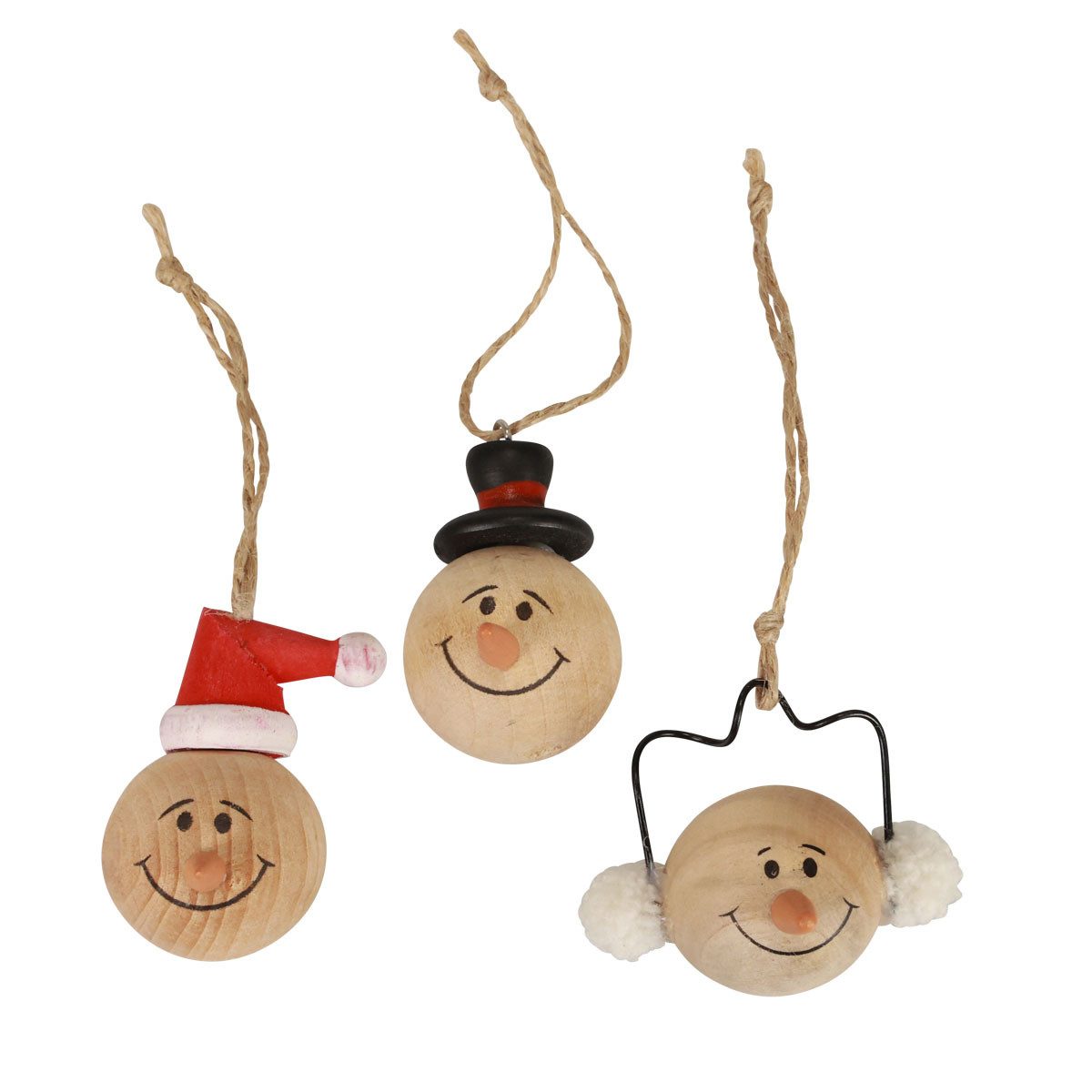 Florists Products Christbaumschmuck Naturholz Schneemann Dekohänger Set - Weihnachtsschmuck, 12 Stück
