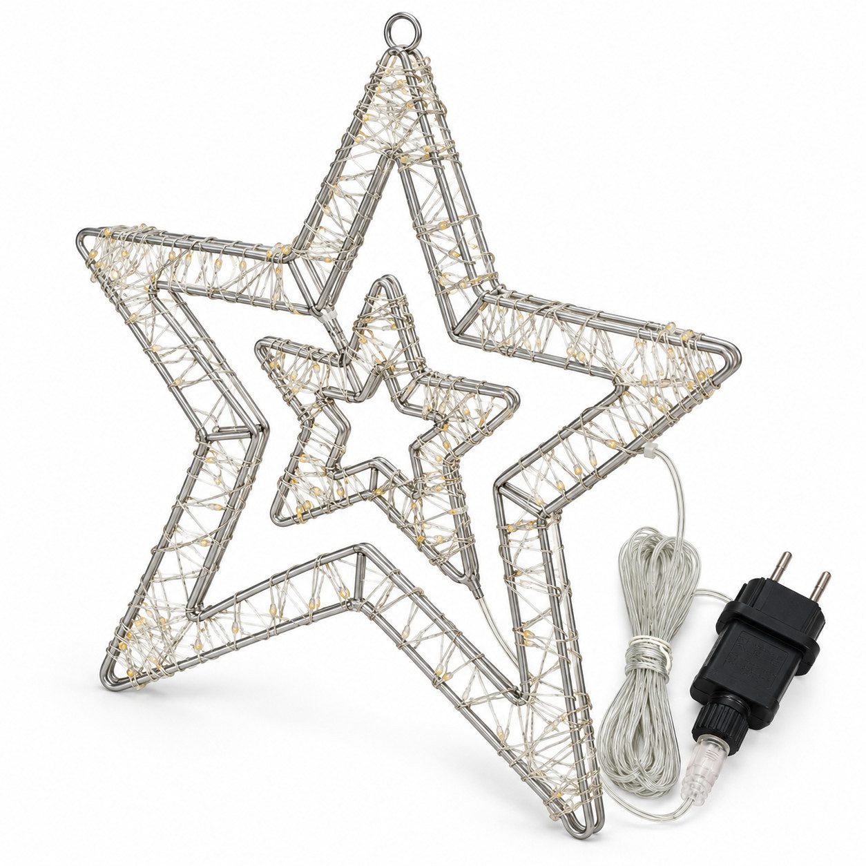 Weltbild LED-Hängeleuchte LED Hängedeko Polarstern 3er Set 55 warmweiße LEDs Timer Hängeleuchte, Hängelampe LED Stern Dekoration Beleuchtung Weihnachtsdeko – Bild 2 von 5