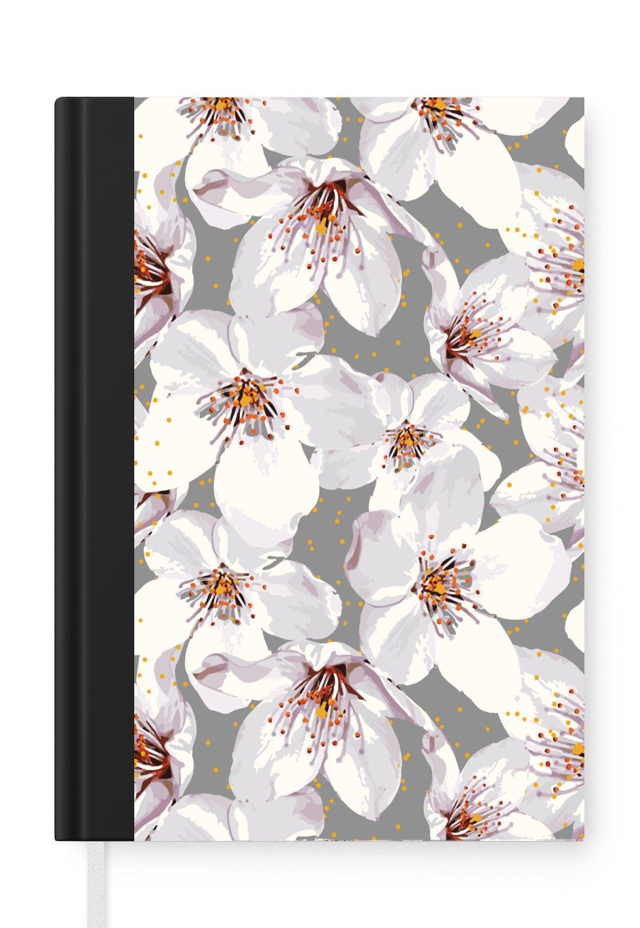 MuchoWow Notizbuch Blumen - Sakura - Muster, Journal, Merkzettel, Tagebuch, Notizheft, A5, 98 Seiten, Haushaltsbuch