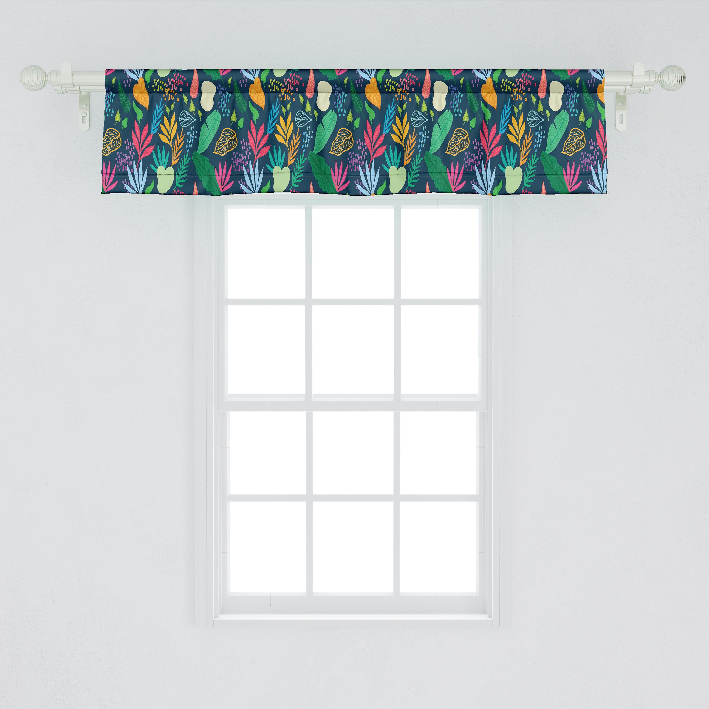 Scheibengardine Abstrakt Vorhang Stangentasche, Schlafzimmer Volant für mit Botanisch Abakuhaus, Dekor Microfaser, Kreative Natur Küche