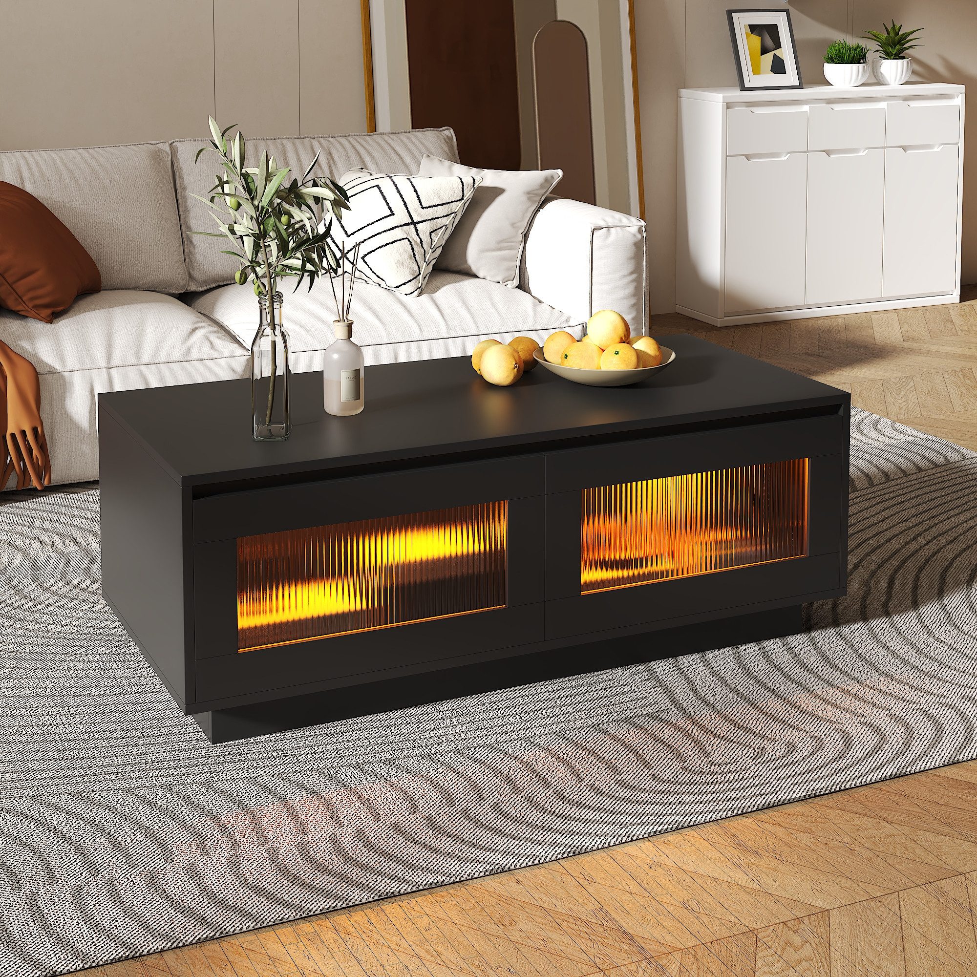 radelldar Couchtisch LED-Beleuchtung matt 108x50x40cm (1 günstig online kaufen