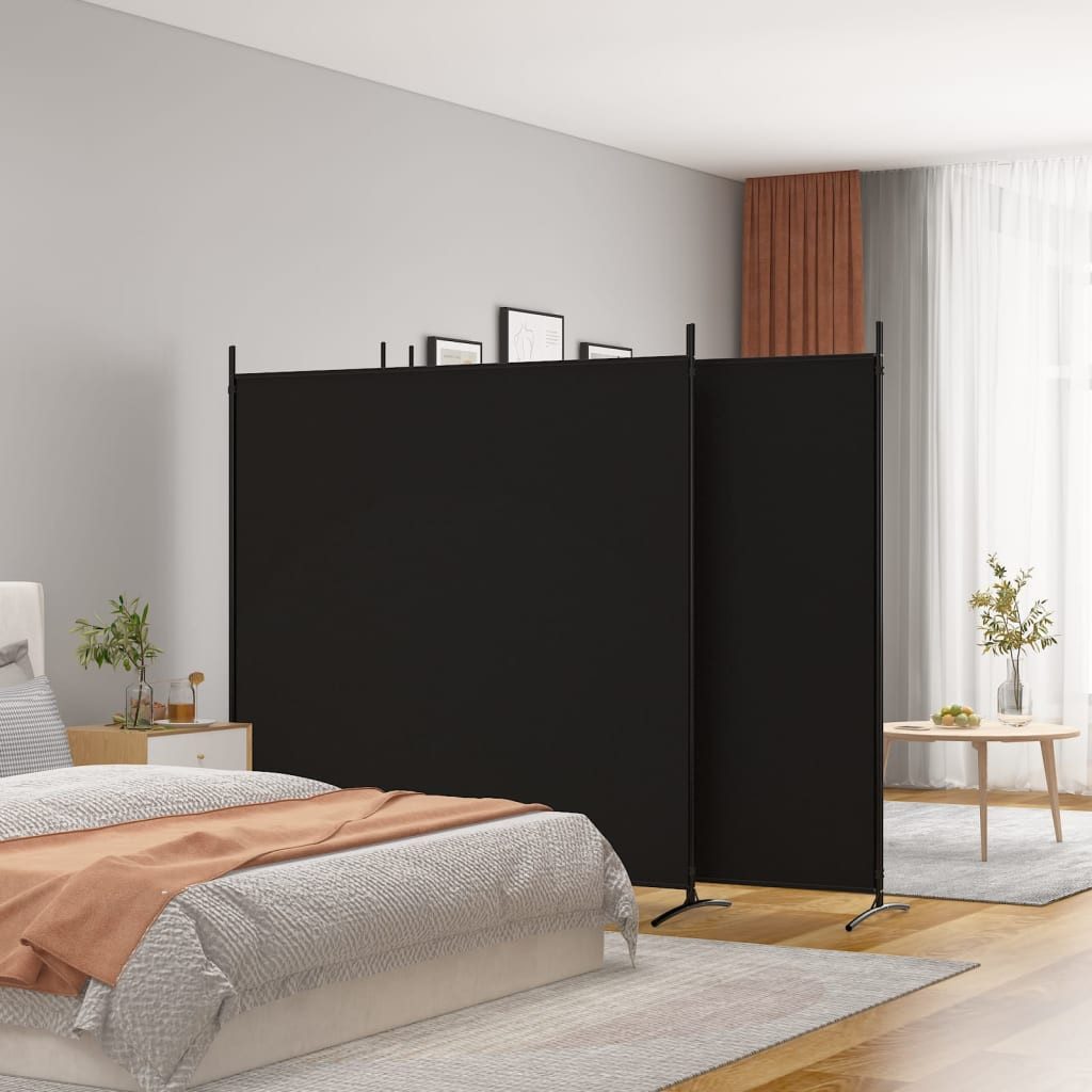 vidaXL Paravent, 4-tlg. Raumteiler Schwarz 698x180 günstig online kaufen
