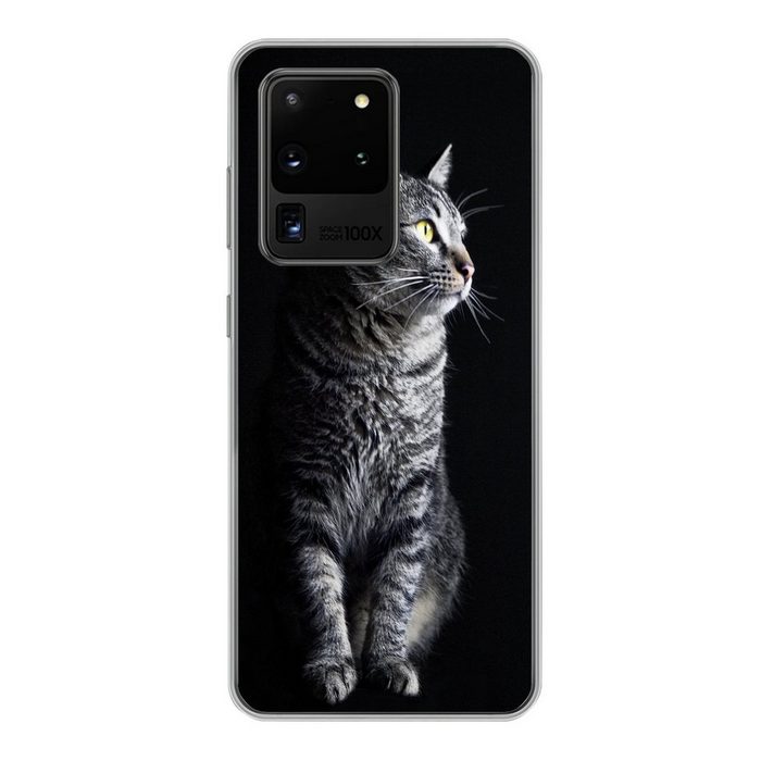MuchoWow Handyhülle Katze schaut weg Phone Case Handyhülle Samsung Galaxy S20 Ultra Silikon Schutzhülle