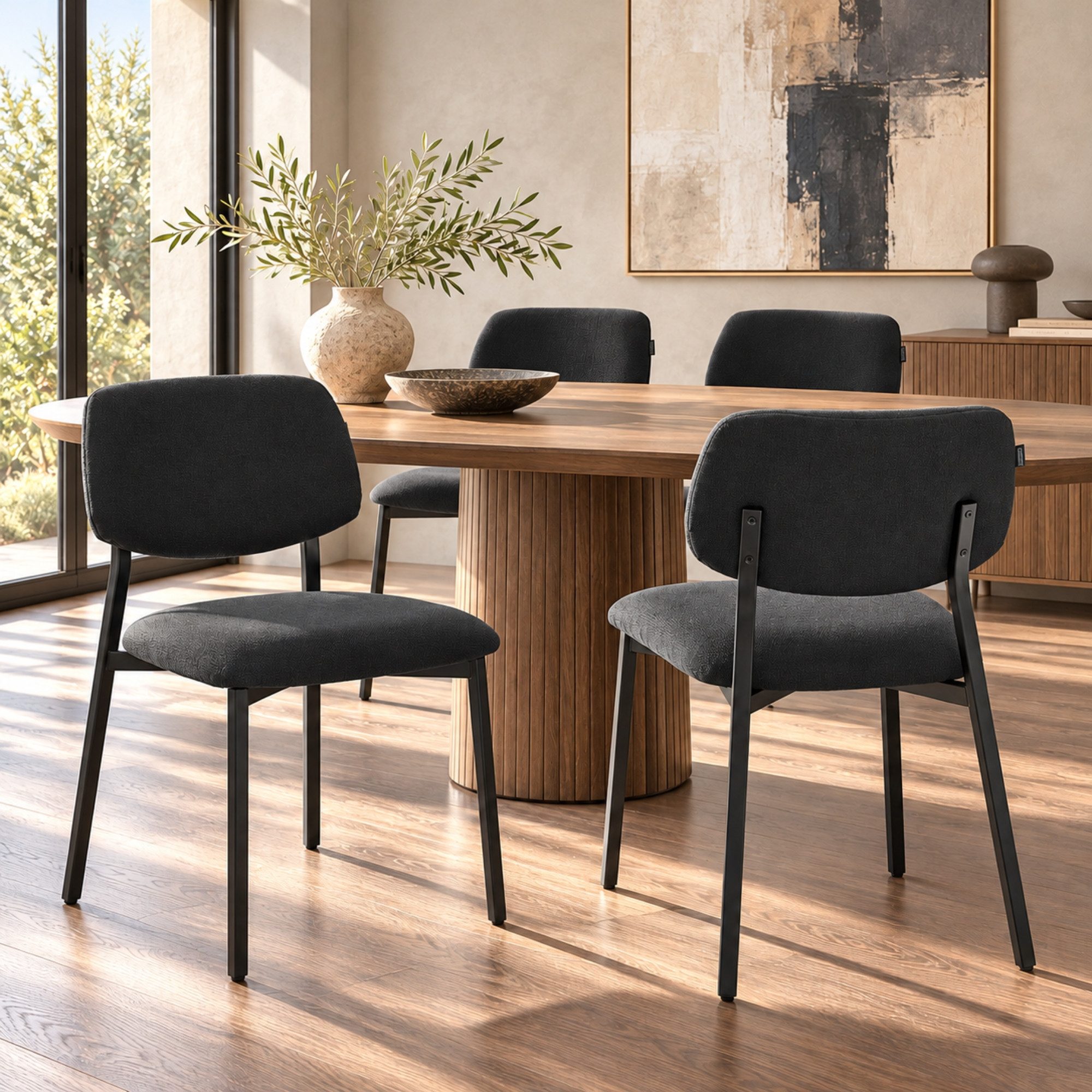 Ravino Esszimmerstuhl Esszimmer Stühle 4 er Set A21, Stuhl Stühle Esszimmerstühle, Küche (4er Set Schwarz, Stoff Bezug), Polsterstuhl
