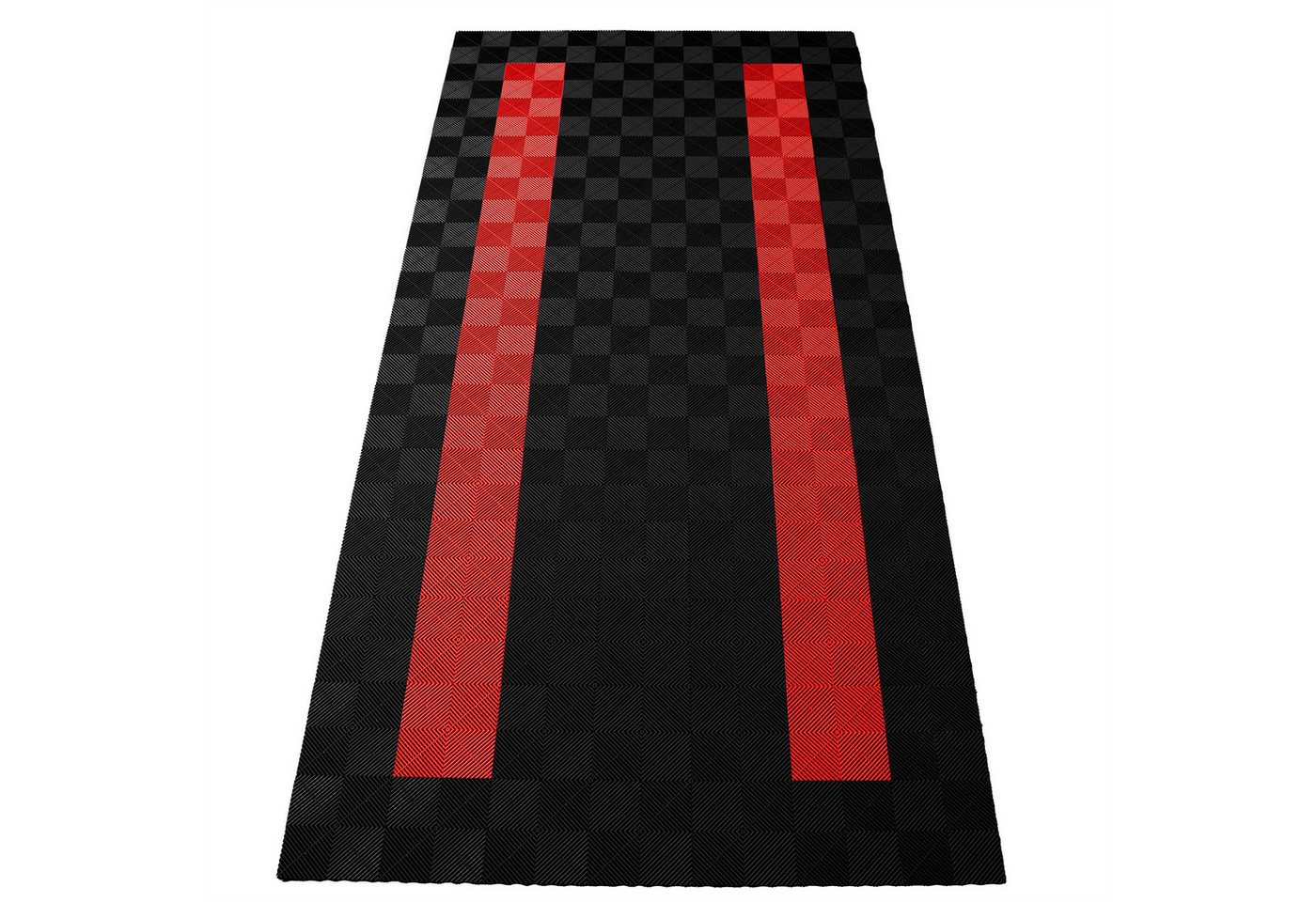 Tenzo-R Bodenfliese Performance Garagenboden Floor 2,8mx5,6m Schwarz Rot Set4, schwarz/rot