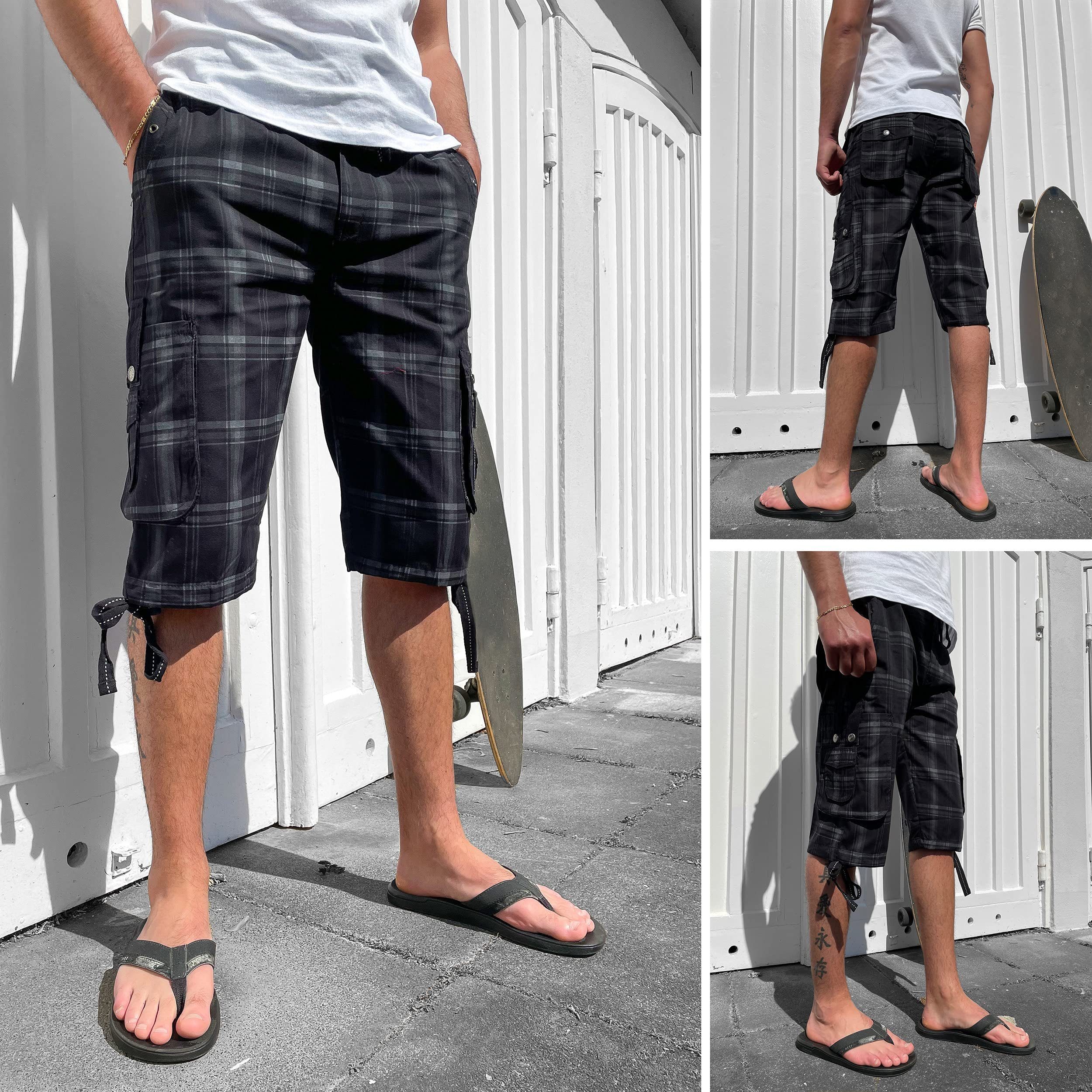 Kendindza Collection Cargoshorts 3/4 Bermuda Shorts Herren, Kurze Hose Herren, Cargobermuda Taschen Kopf und Reißverschluss Cargohose