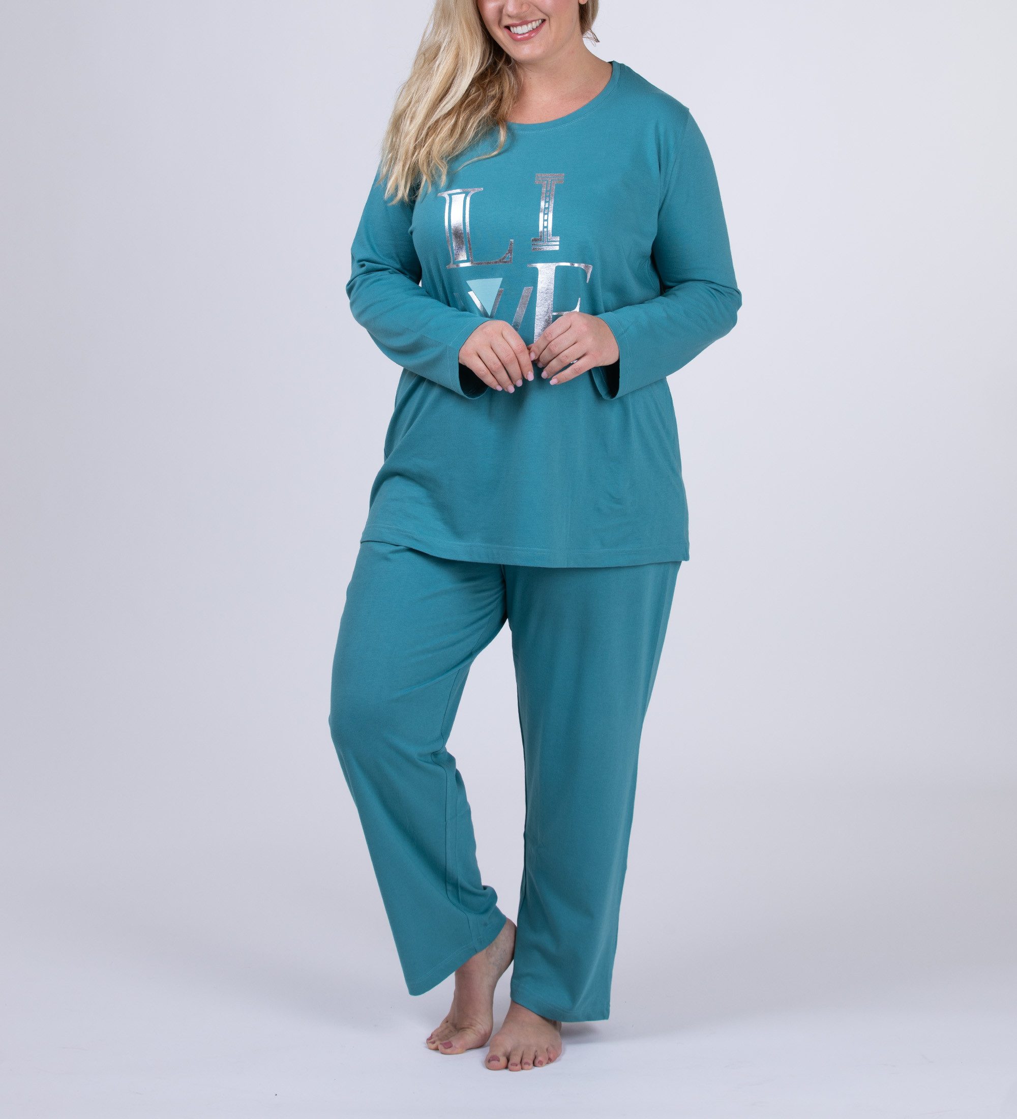 Moonline Pyjama Pyjama in großen Größen (Übergröße XL - 4XL) aus 100% Baumwolle