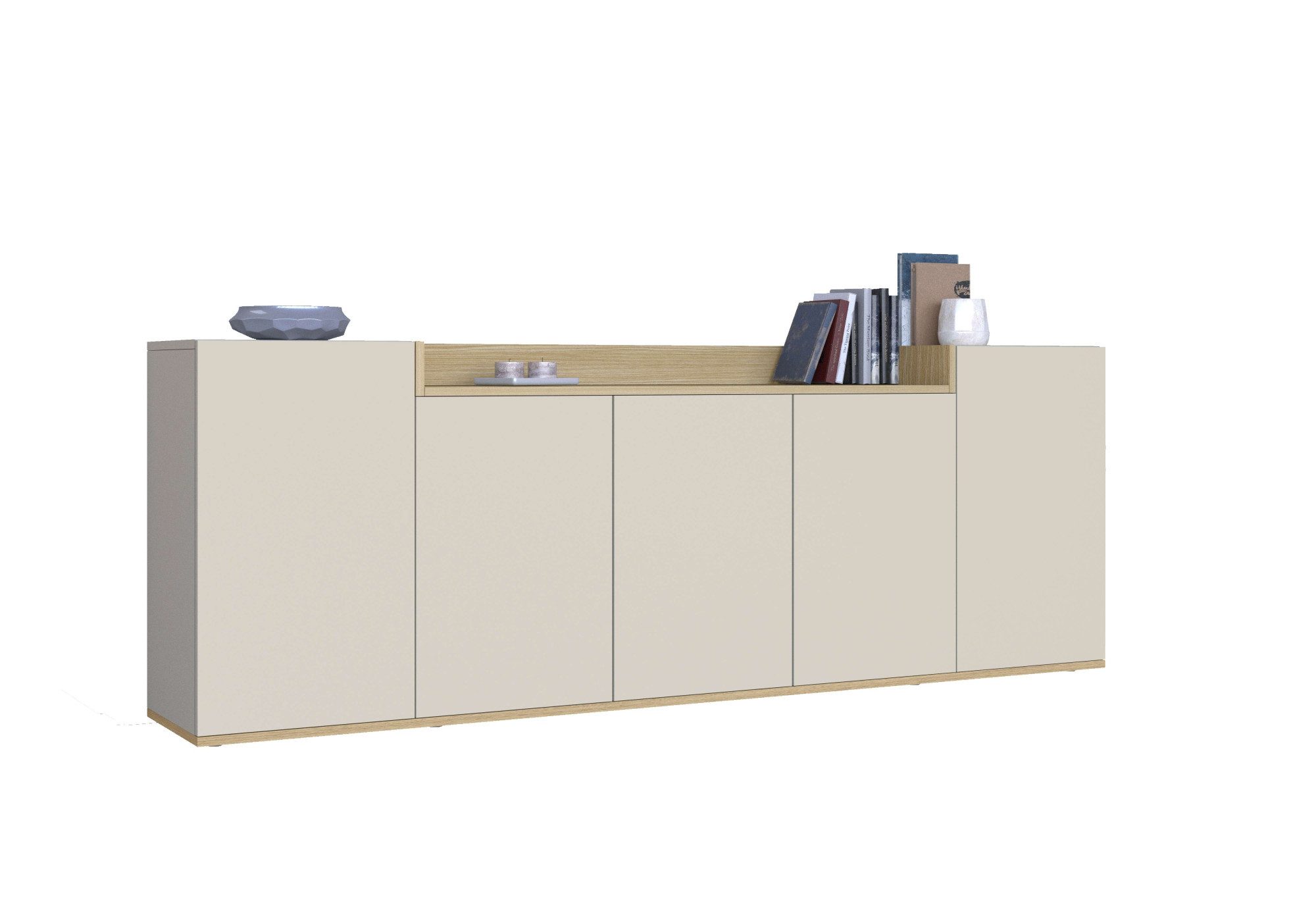 OTTO home Sideboard BOLSENA, Kommode, Schrank,Lowboard mit 8 Fächer und offenes Ablagefach (1 St), stehend/hängend montierbar, Made in Italy, B/T/H: 200 × 35 × 71,2 cm
