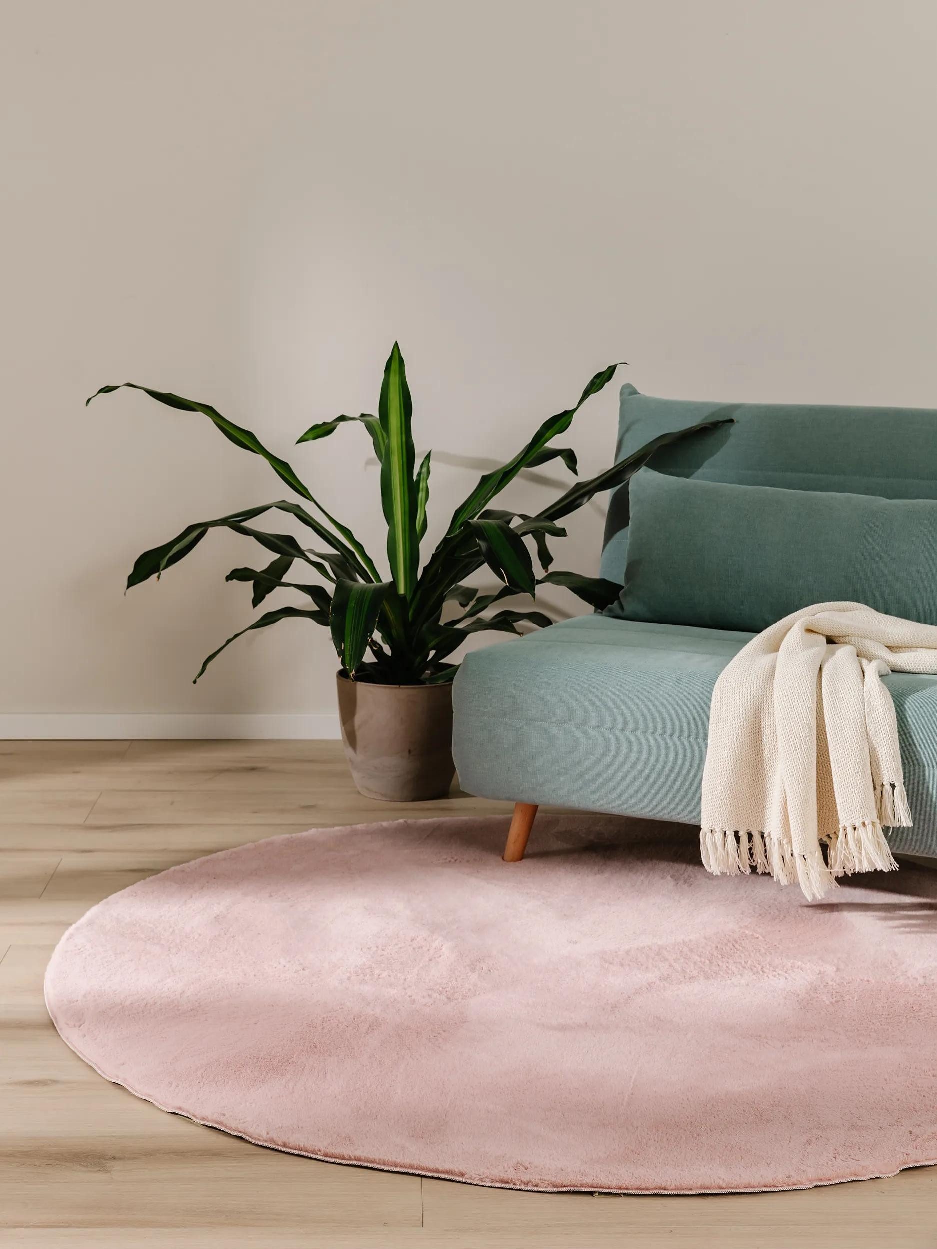 benuta Fellteppich Furry, rund, Höhe: 11 mm, Teppich Wohnzimmer, Esszimmer, Schlafzimmer, Flur, Weich, Rutschfest