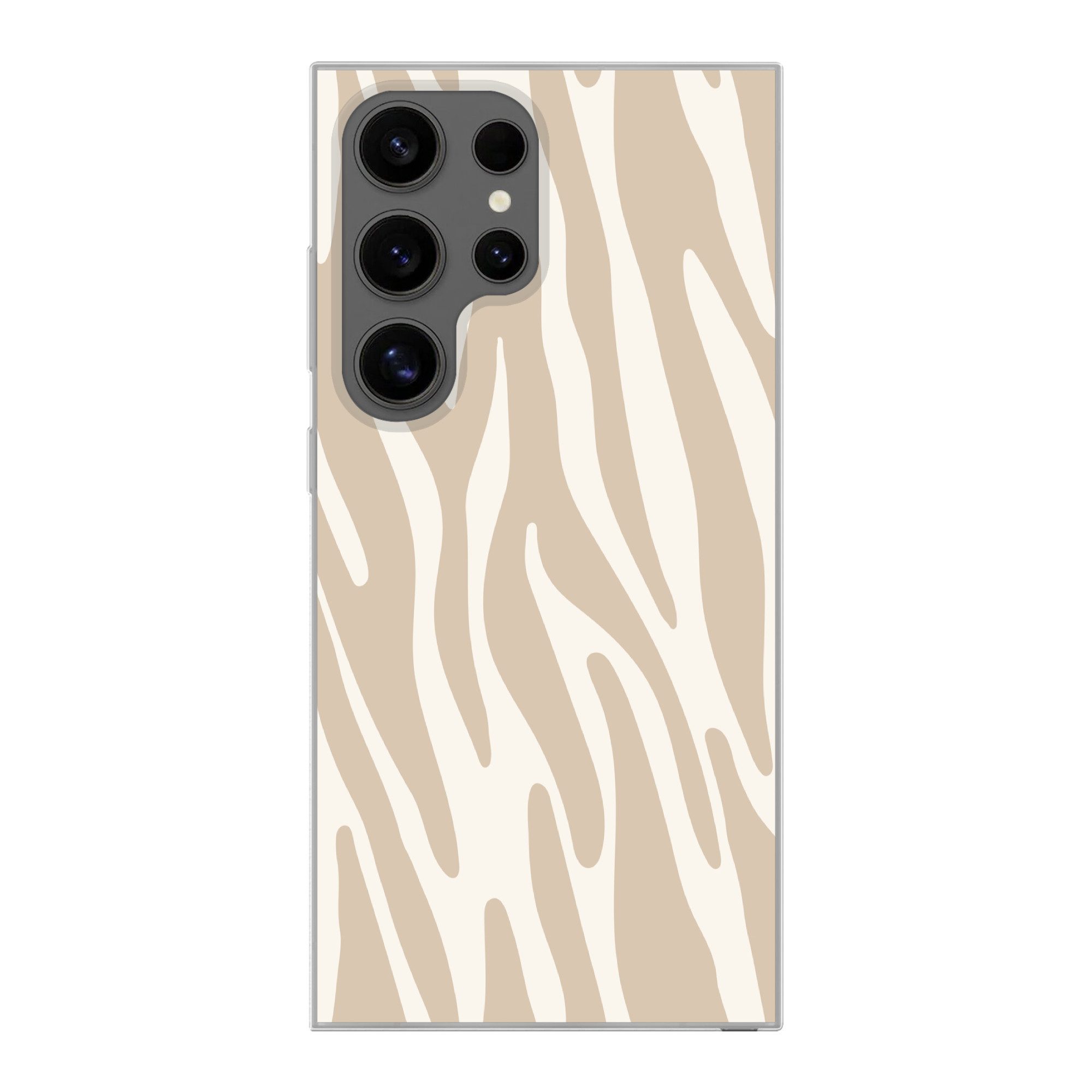 MuchoWow Handyhülle für Samsung Galaxy S24 Ultra Zebramuster - Beige - Weiß - Tiermuster, Phone Case, Silikon, Schutzhülle Dünn