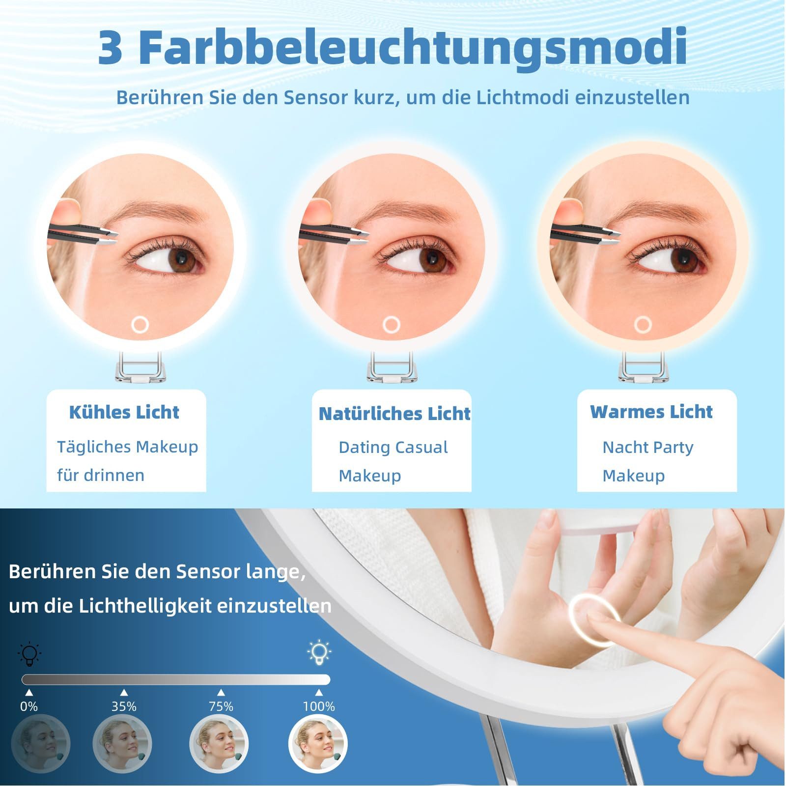 Coonoor Kosmetikspiegel LED Vergrößerungsspiegel, Dimmbar, Wiederaufladbar, günstig online kaufen