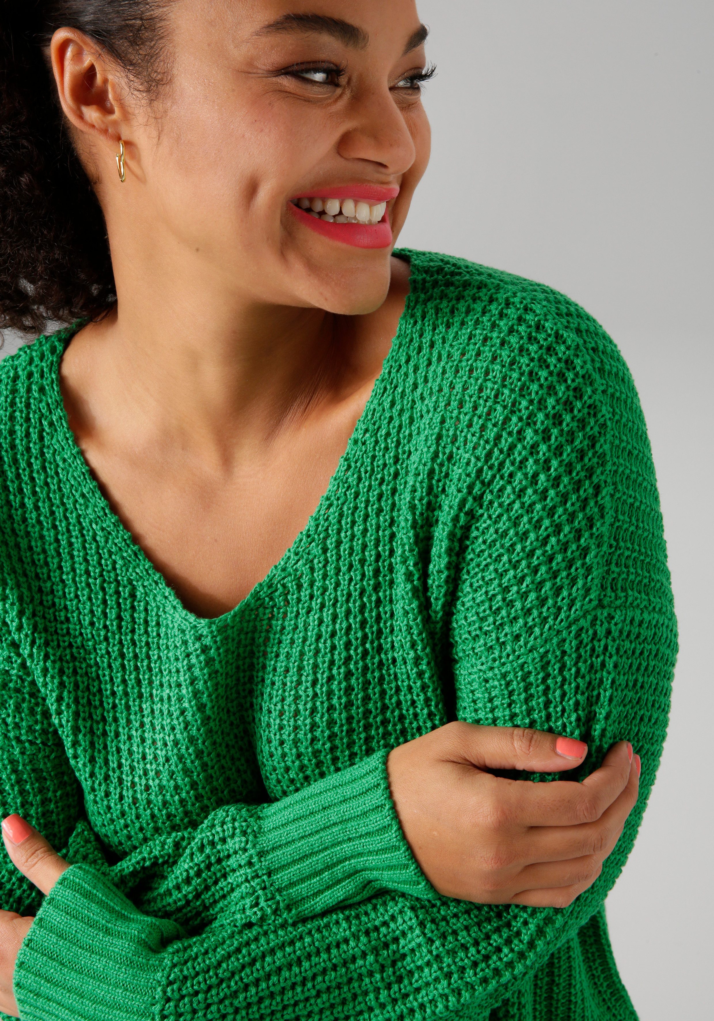 Aniston PLUS Strickpullover im dezenten Ajour-Strickmuster