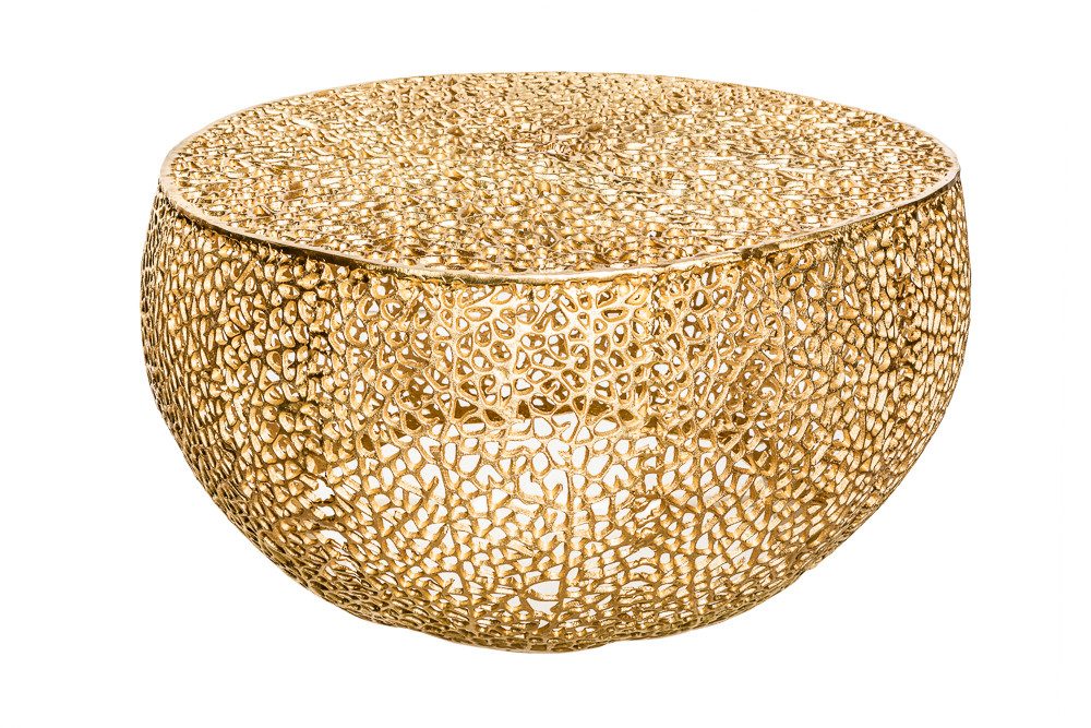 riess-ambiente Couchtisch LEAF 80cm gold - Metall, handmade, individuelles Blatt-Design (Einzelartikel, 1-St), montierter Beistelltisch mit filigranem Muster - ideal für Wohnzimmer