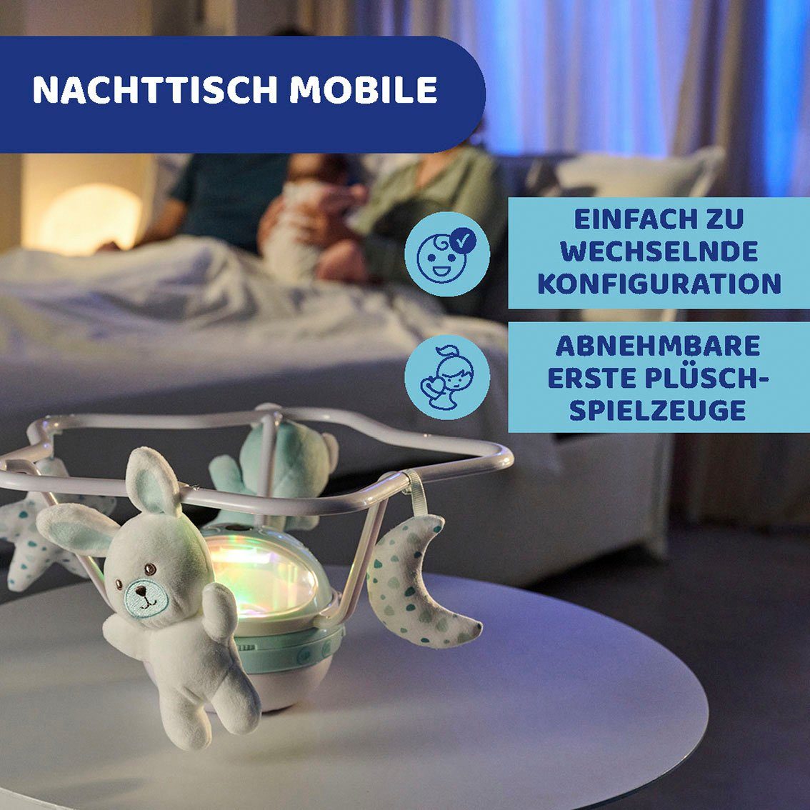 Chicco Mobile 3in1, blau, mit Regenbgenprojektion