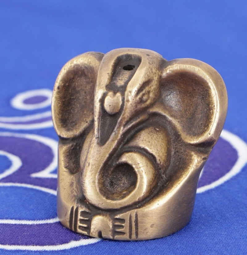 Guru-Shop Räucherstäbchen-Halter Räucherstäbchenhalter Ganesh aus Messing - 2,5 cm