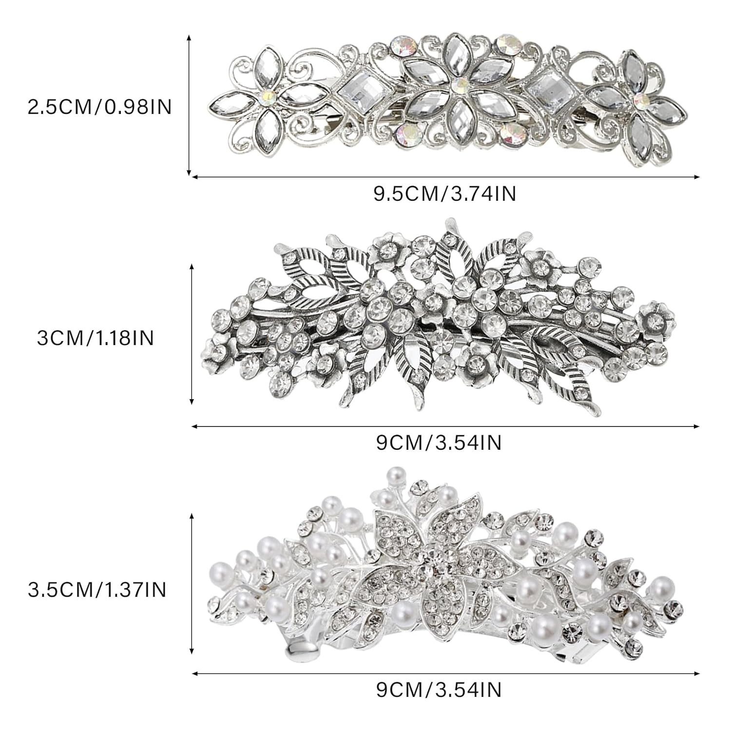 Coonoor Haarspange 3 Stück Haarschmuck Hochzeit Haarspangen Silber für Hochzeit, 3-tlg.