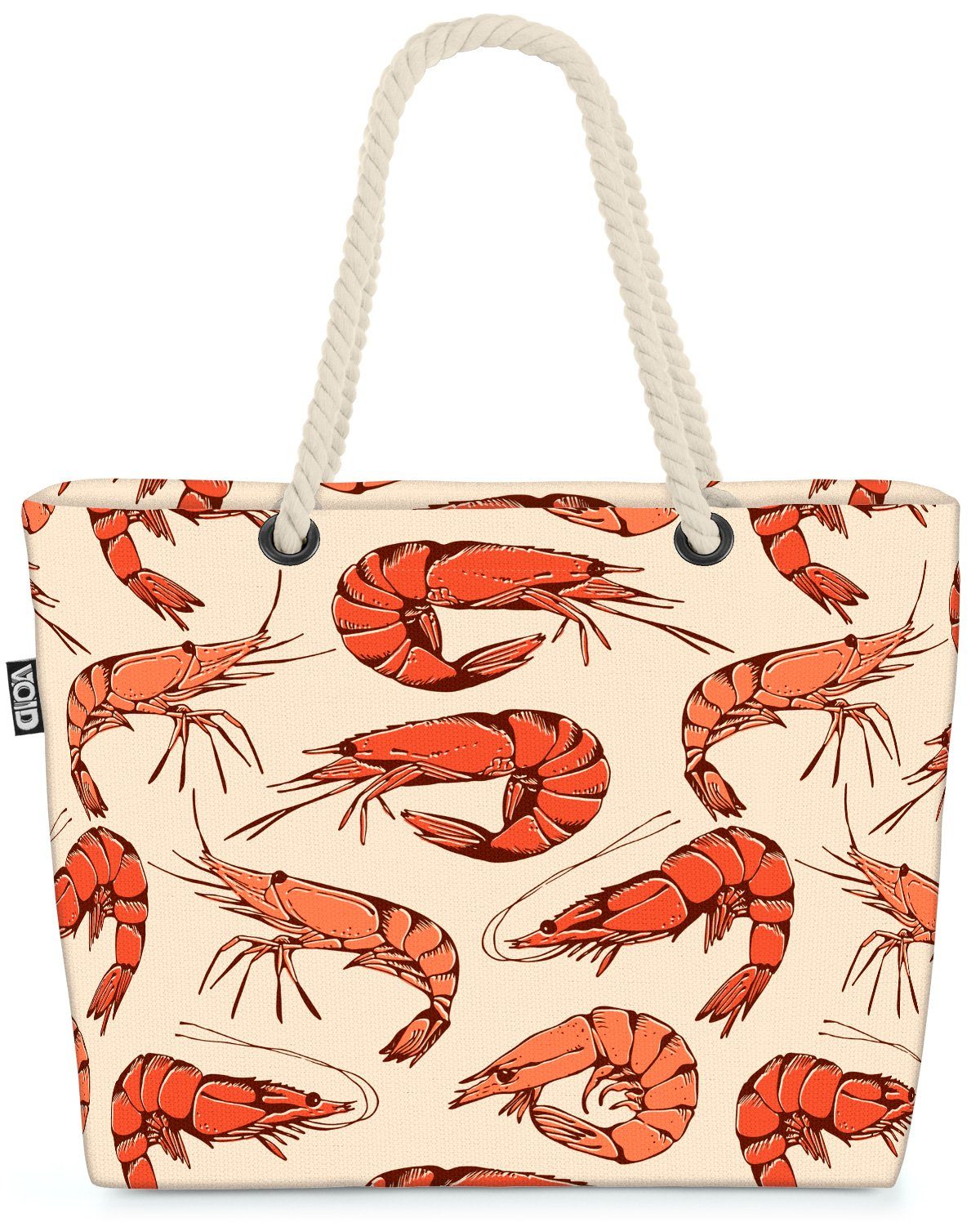 VOID Strandtasche (1-tlg), Shrimps Garnelen Cartoon Shrimps Garnelen Cartoon Meeresfrüchte Resta