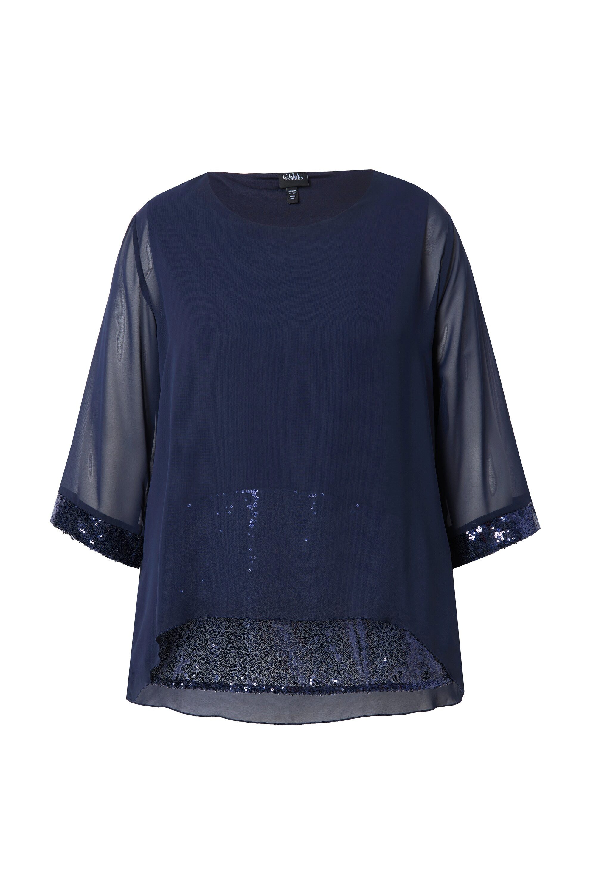 Ulla Popken Druckbluse Chiffonbluse doppellagig U-Boot-Ausschnitt günstig online kaufen