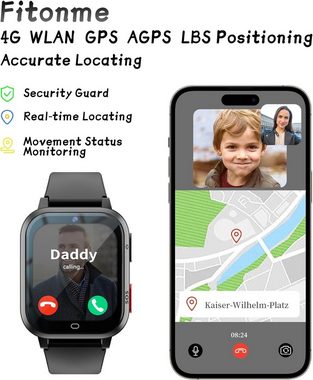 Fitonme Smartwatch (4G), 4G GPS Kinder-Smartwatch: Echtzeitortung, Videoanrufe, SOS Wasserdicht