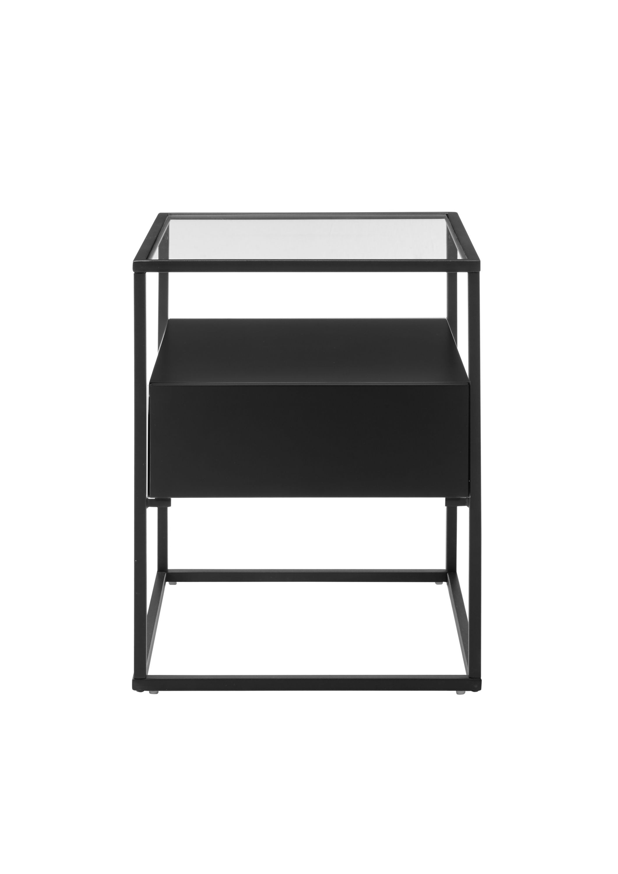 Robas Lund Beistelltisch, aus Glas m. Gestell schwarz pulverbeschichtet 43x54x43 cm