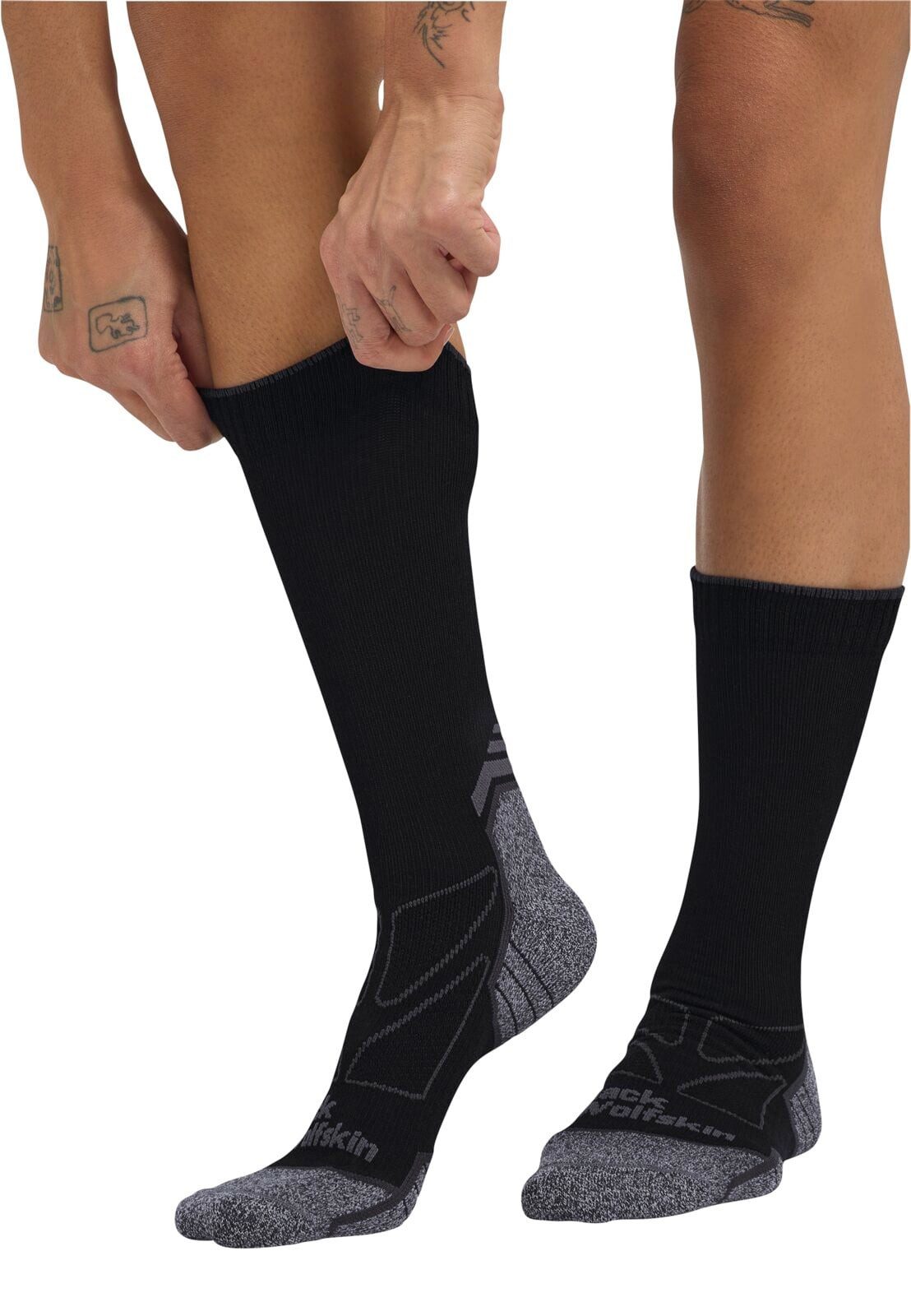 Jack Wolfskin Wandersocken Crew Vojo Light CL (geruchshemmend, schnelltrocknend) schwarz - 1 Paar