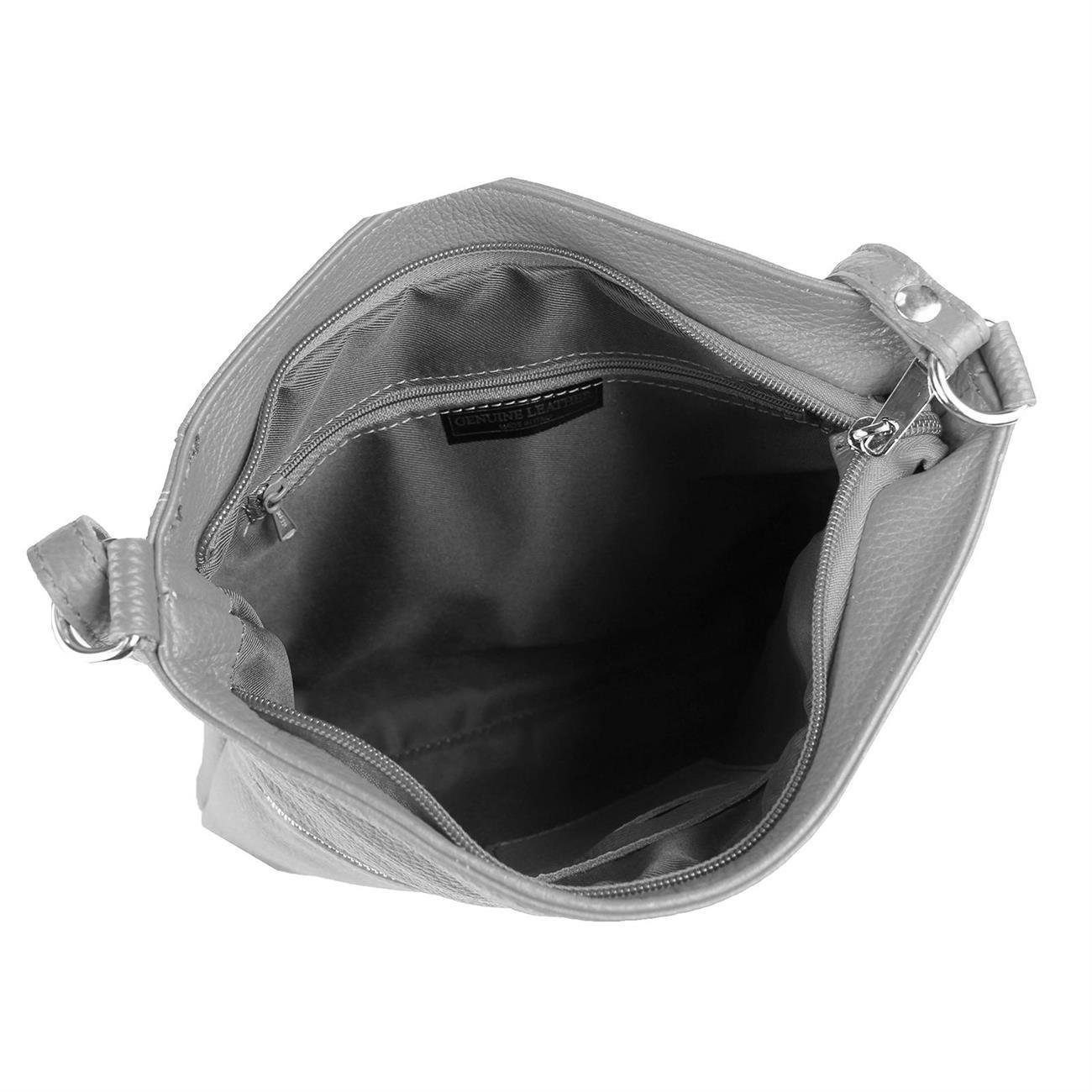 ITALYSHOP24 Schultertasche Made in Italy Damen Leder Tasche Cross Over Body Bag Umhängetasche, leichte schmale Brusttasche Shopping Reise Urlaub Ausgehen Freizeit