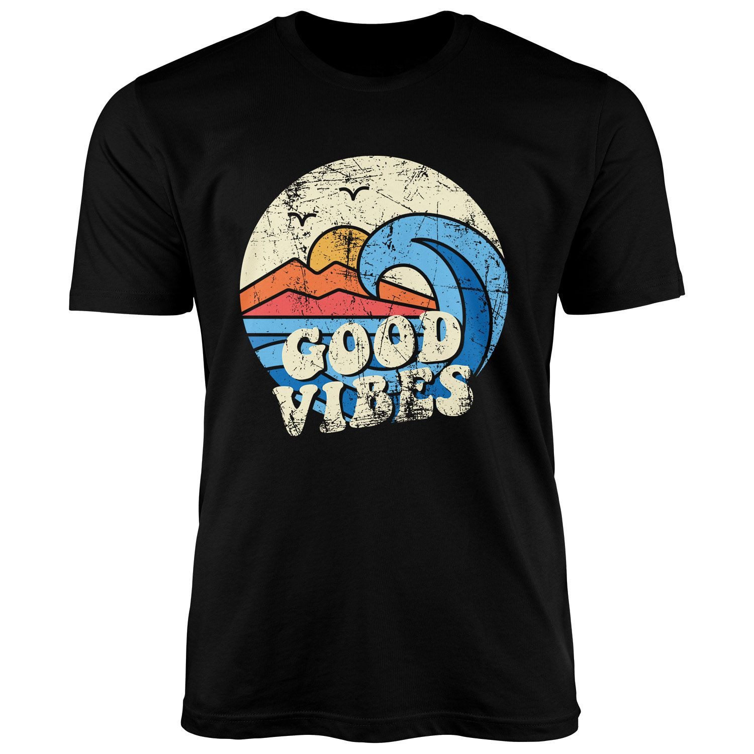 Neverless Print-Shirt Herren T-Shirt Good Vibes Welle Hippie Slogan Stateme günstig online kaufen