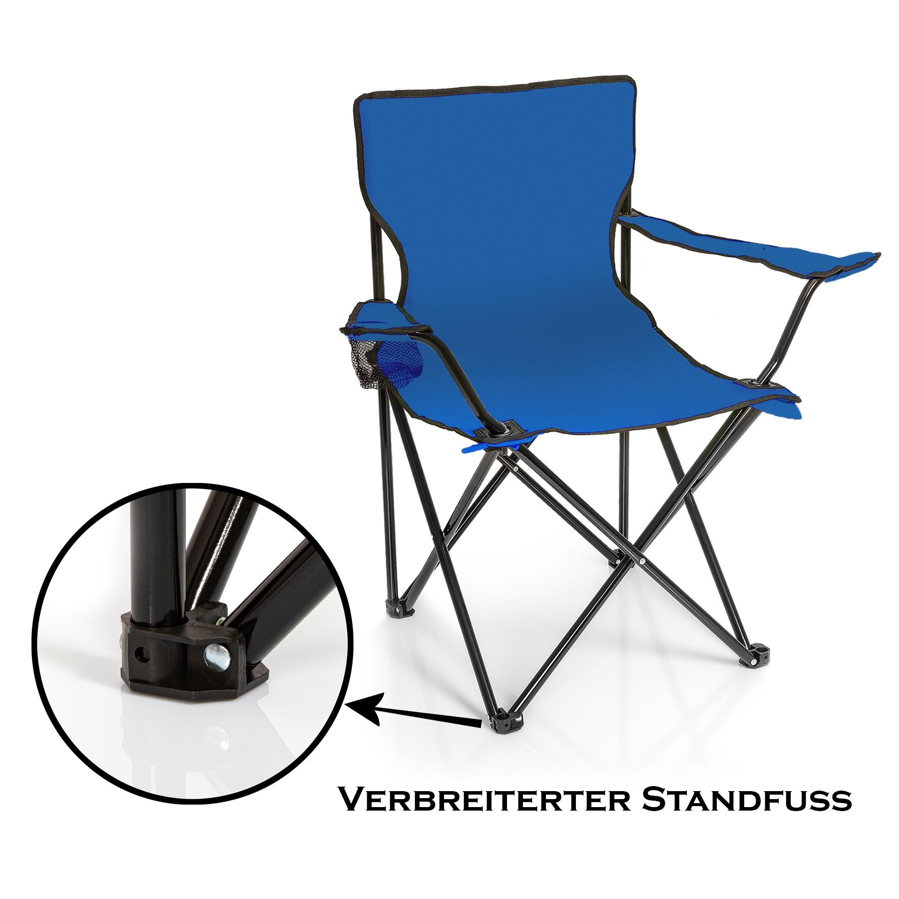 BigDean Campingstuhl Faltstuhl Campingstuhl Anglerstuhl Getränkehalter Klappstuhl (Packung, 1 St), Blau, Klappbar, Getränkehalter, Tragetasche – Bild 5 von 5