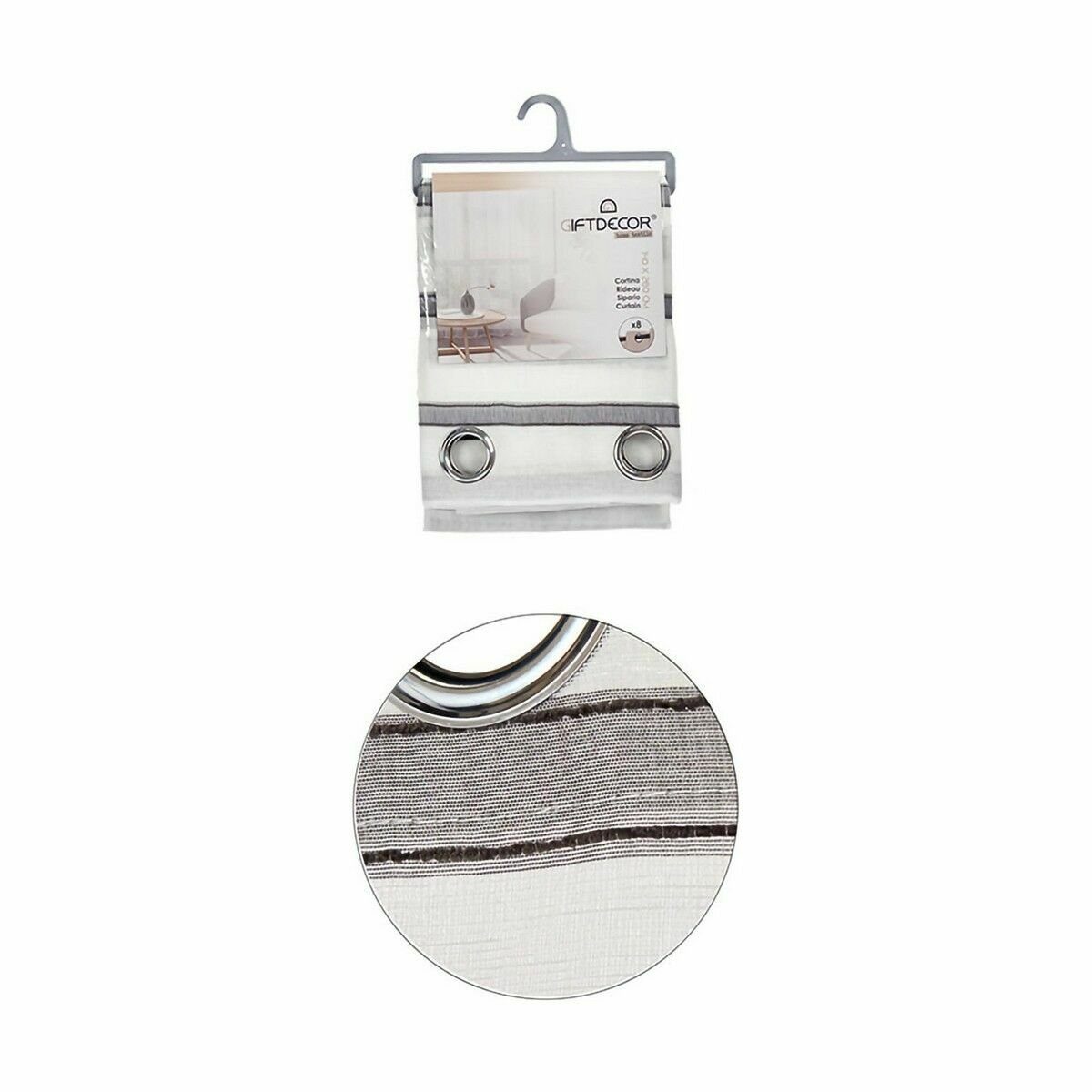 Gardine Vorhang Streifen Grau 140 Decor 260 x Gift Stück, cm 0,1 x 6
